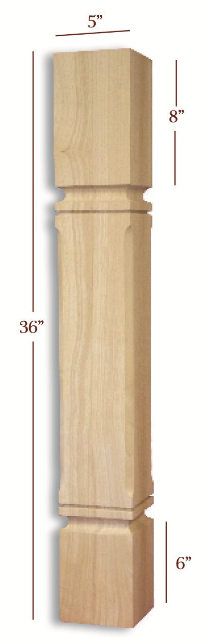 Sturdy Chamfered Mission Island Leg - Solid Wood Table Leg for DIY Furniture, Kitchen Islands & Home Decor Projects