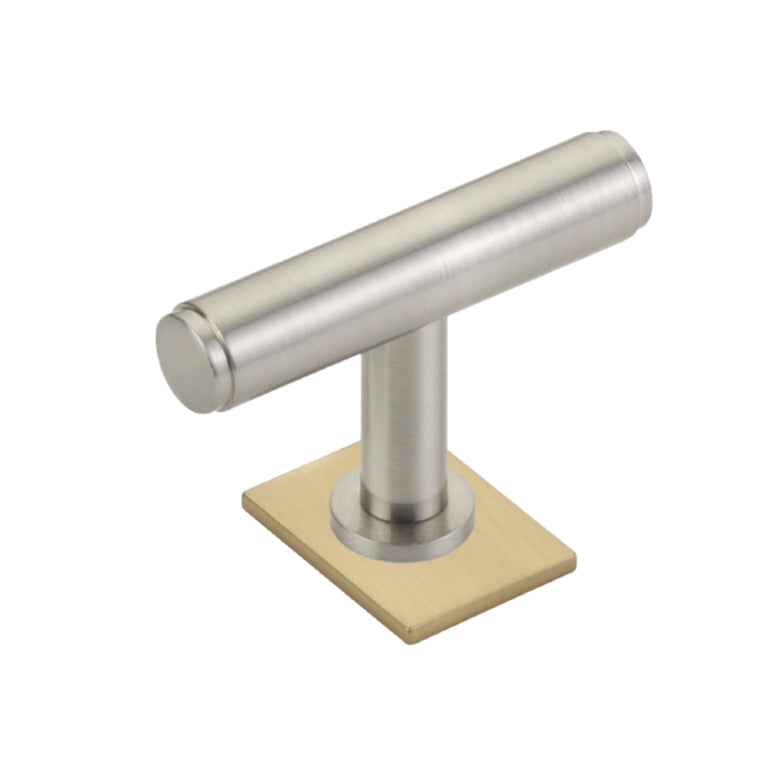 Dual Finish Maison No. 2 Smooth Champagne Bronze and Brushed Nickel Drawer Pulls and Cabinet Knobs with Backplate - Elegant Hardware for Kitchen Cabinets, Dressers & Furniture Upgrade