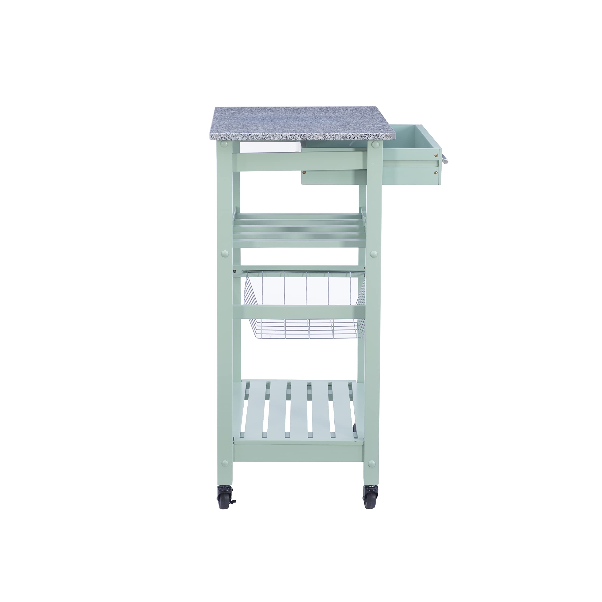 Linon Kitchen Island Cart with Storage, Green, 15.75 x 22.83 x 33.86 Inches - Mobile Kitchen Organizer for Small Spaces, Prep Station & Extra Countertop Storage