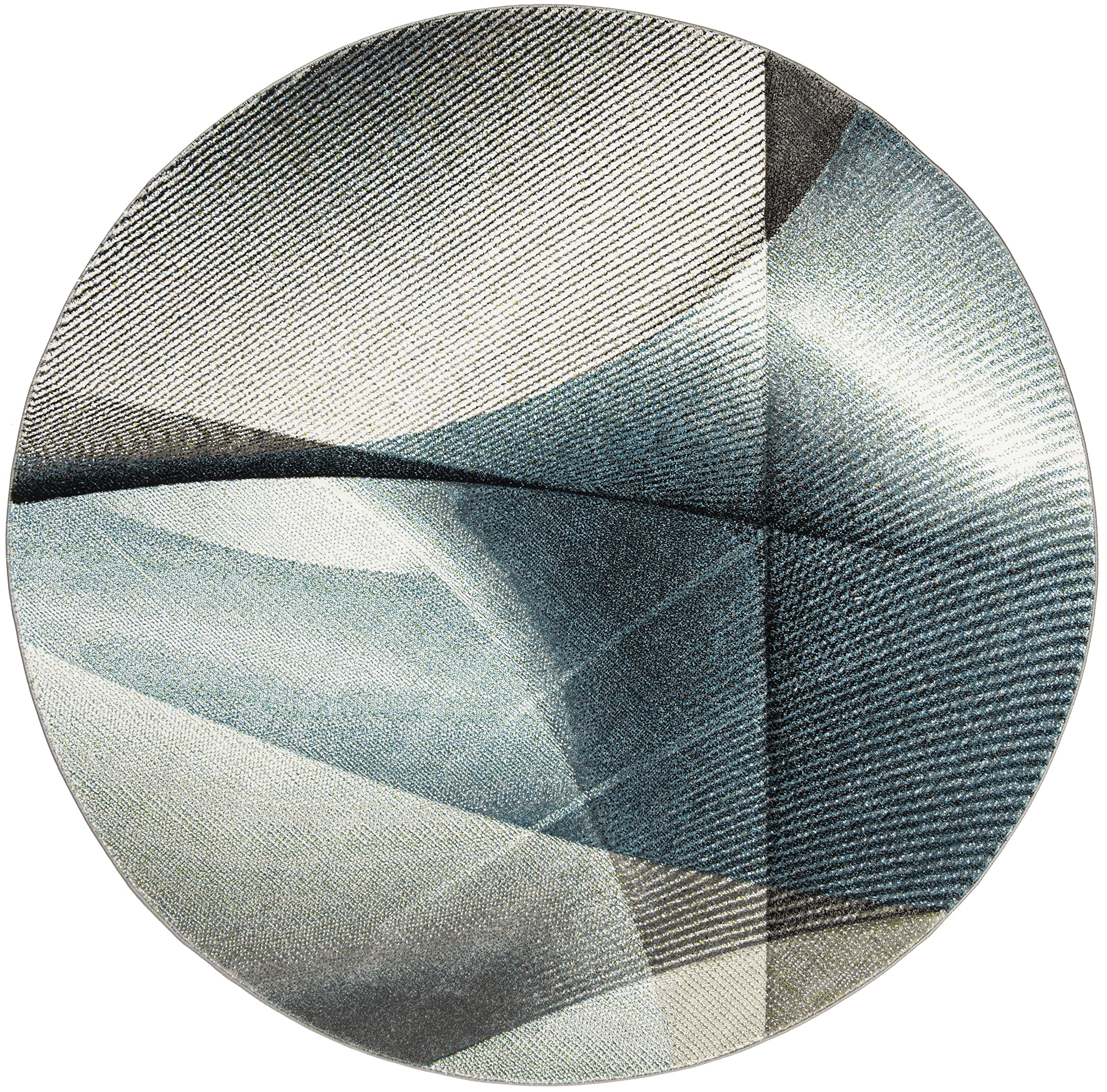 SAFAVIEH Hollywood Collection 11' Round Grey/Teal HLW715D Mid-Century Modern Non-Shedding Area Rug for Dining Room, Entryway, Living Room & Bedroom | Perfect for Boho Chic Home Decor & High Traffic Areas
