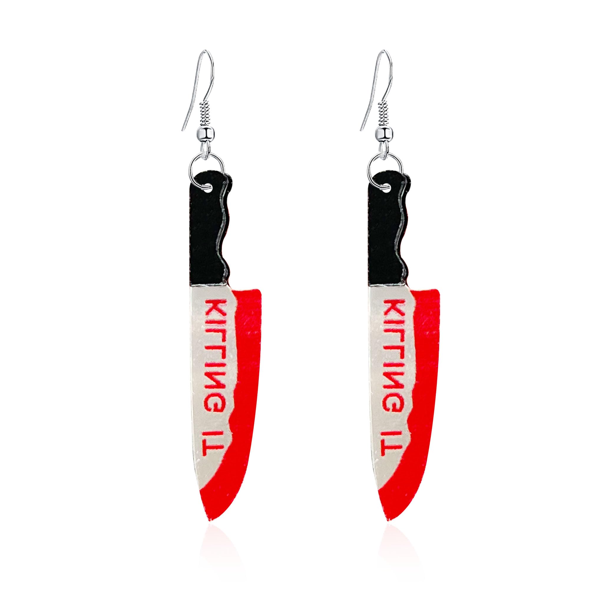 Scary Bloody Knife Dangle Earrings - Acrylic Horror Halloween Drop Earrings for Women | Perfect for Halloween Costumes, Cosplay & Horror Theme Parties