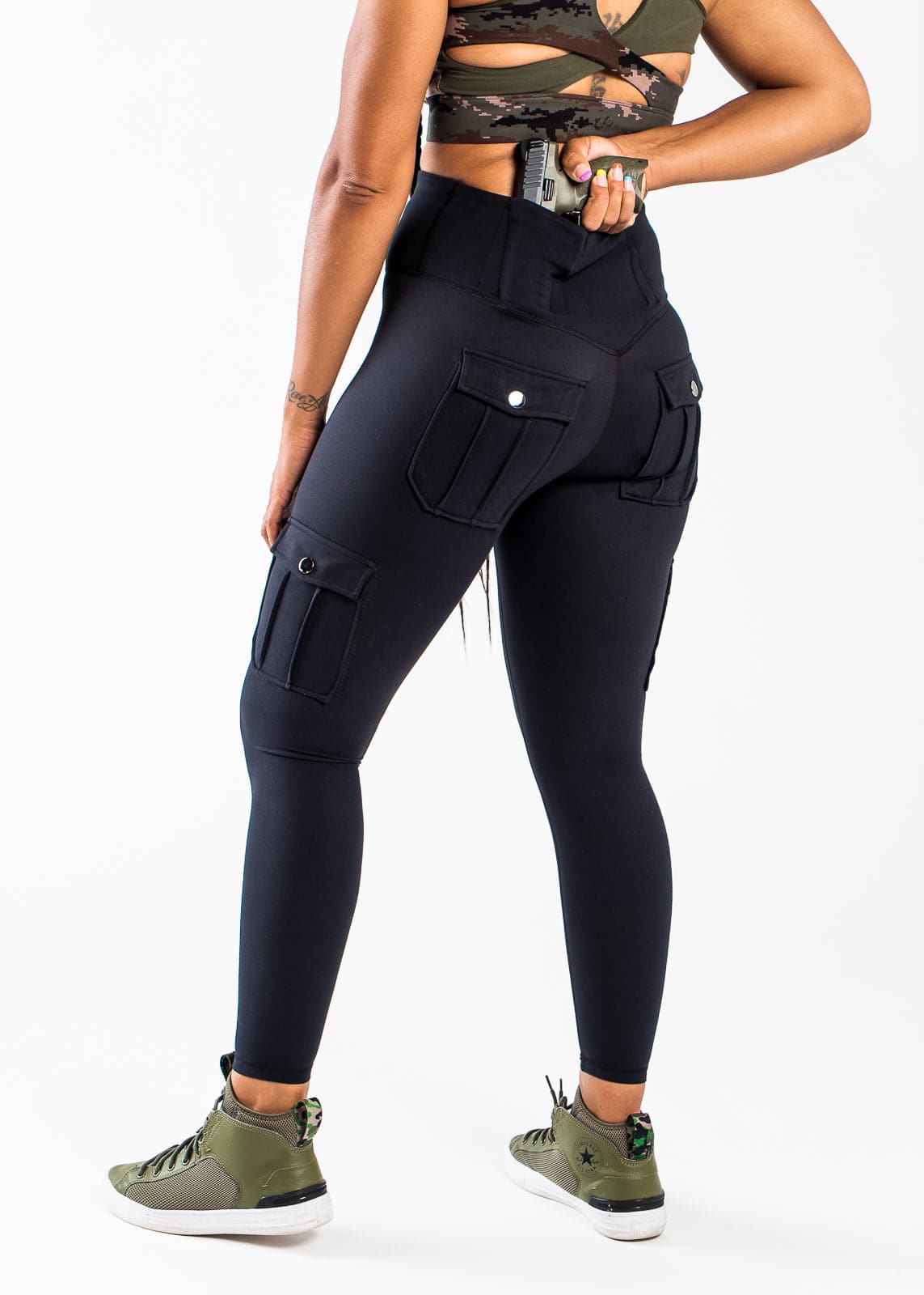 Tactical Concealed Carry Leggings with Hidden Pockets for Women - Comfortable & Secure CCW Wear | Black | Perfect for Running, Gym, Hiking & Everyday Concealed Carry