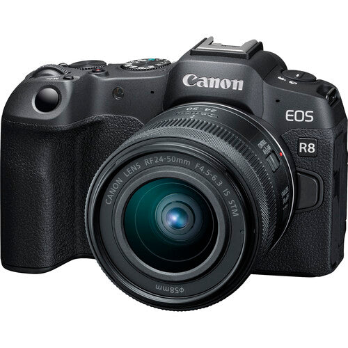 Canon EOS R8 Full Frame Mirrorless Camera with RF 24-50mm F4.5-6.3 IS STM Lens - Open Box - Perfect for Travel Photography & Vlogging