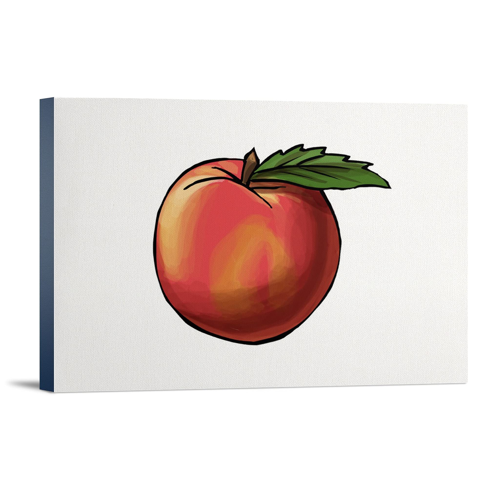 Lantern Press Peach Icon Art Print - 12x18 Wrapped Canvas Wall Decor for Living Room, Bedroom & Office