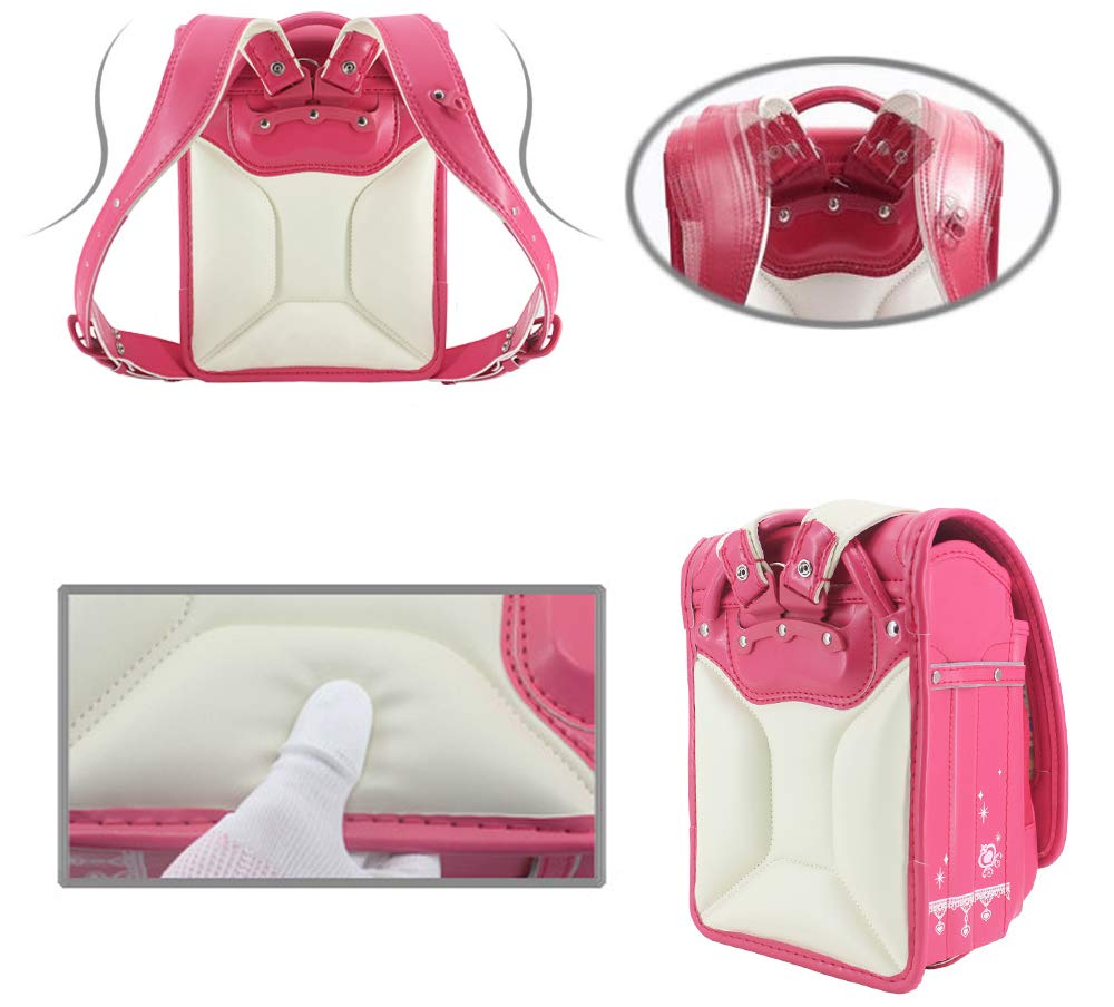 Premium Japanese Randoseru Backpack for Kids - PU Leather, Waterproof, Automatic Opening, Pink - Perfect for School, Travel & Daily Use