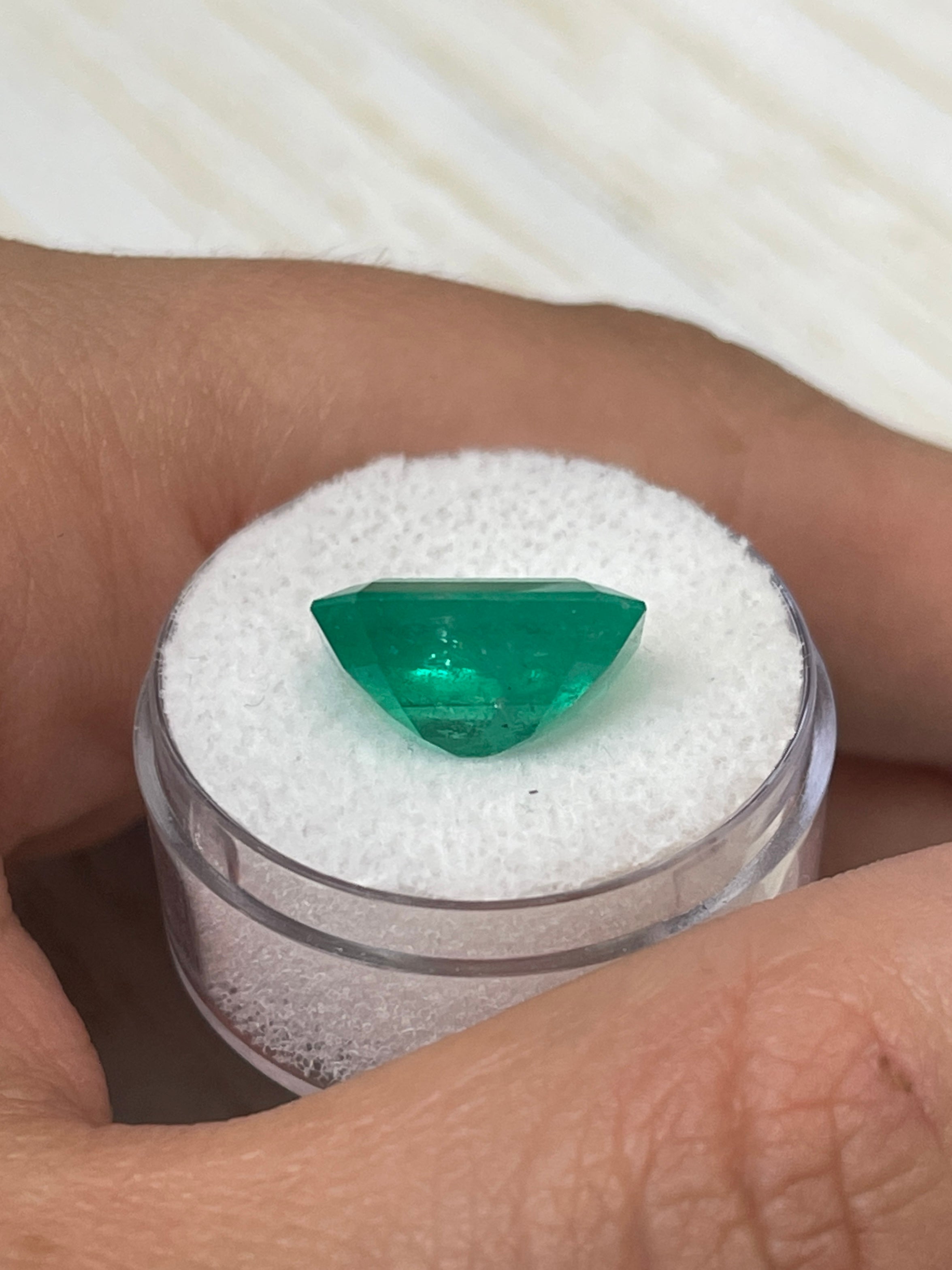 7.39 Carat 14x12mm Bluish Green Emerald Cut Loose Colombian Emerald Gemstone for Jewelry Making - Engagement Rings, Necklaces & Earrings