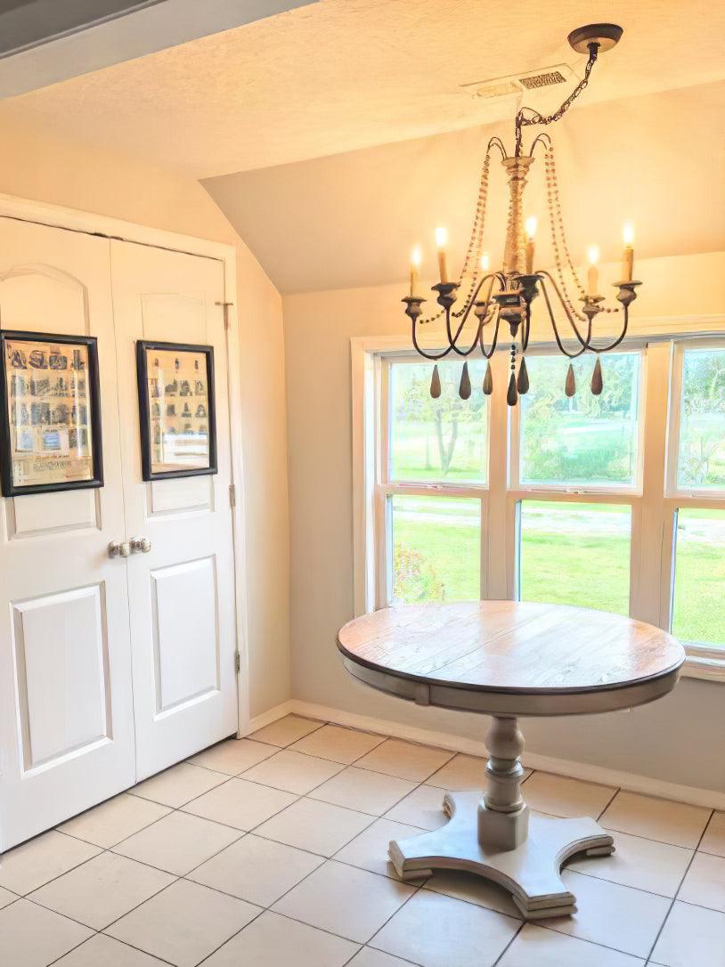 Elegant Beaded Chandelier with Candle-Style Lights - Perfect for Dining Room, Bedroom, or Living Room Decoration