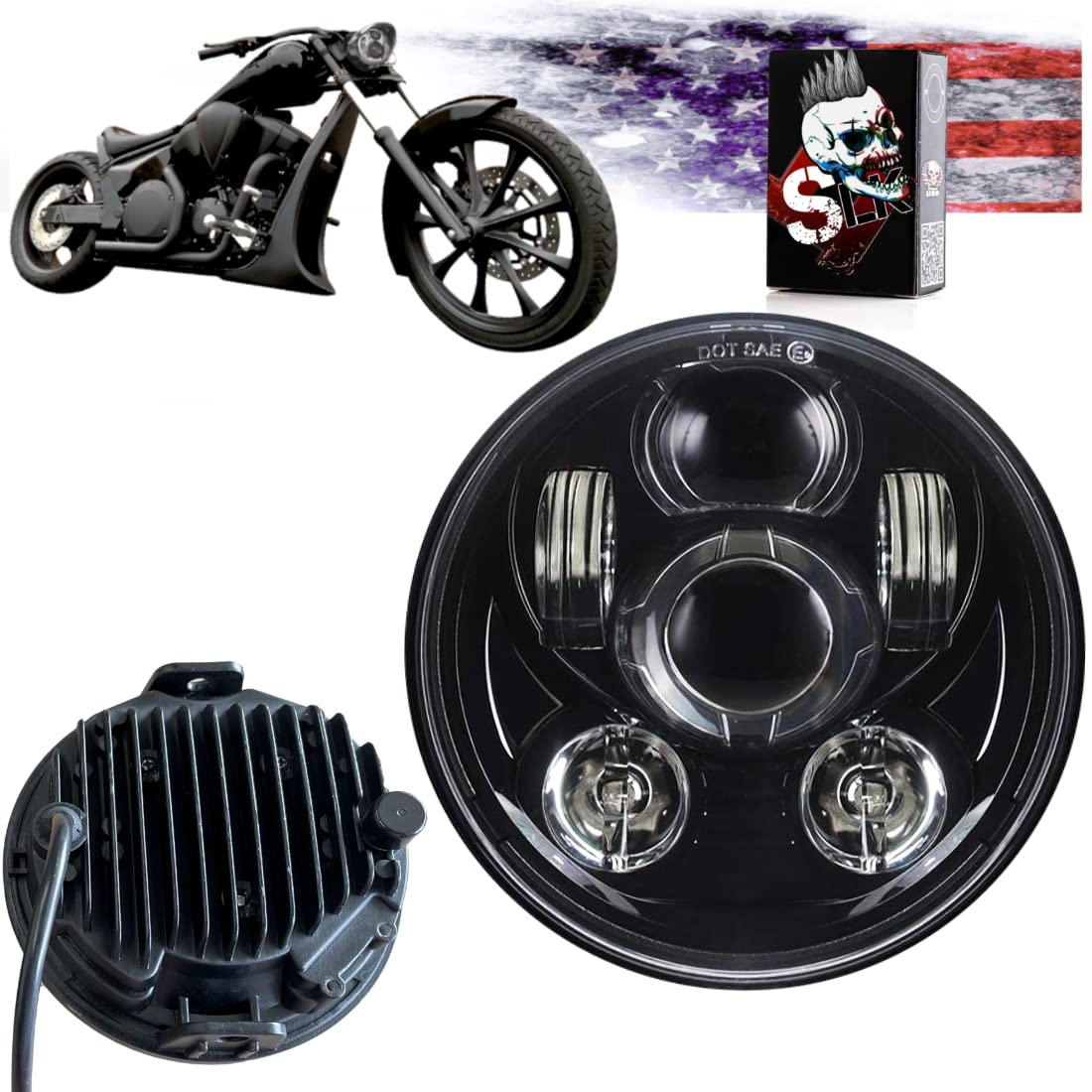 SLK-Lights VT1300 Fury LED Daymaker Black Headlight 5 3/4