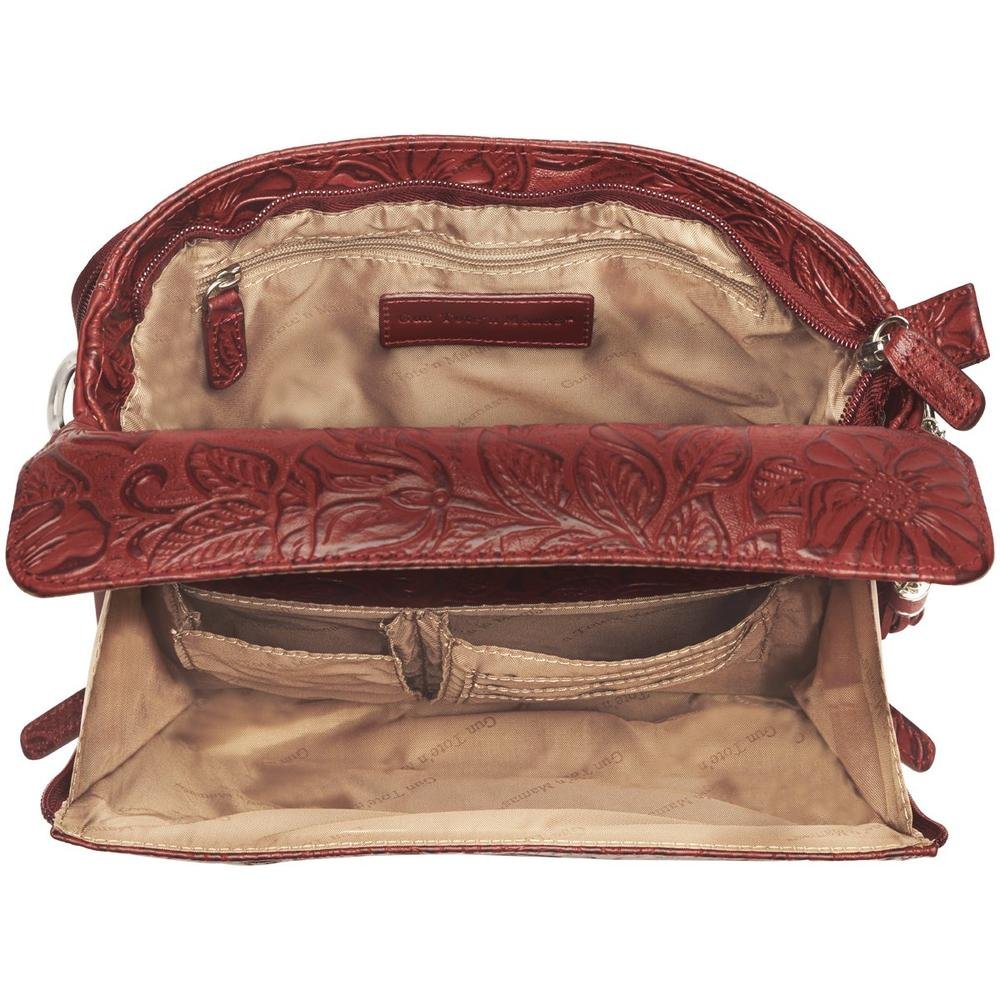 Gun Tote'n Mamas Concealed Carry Purse - Genuine Leather American Cowhide Crossbody Bag for Women | Perfect for Everyday Carry, Travel & Personal Protection (Cherry Red)