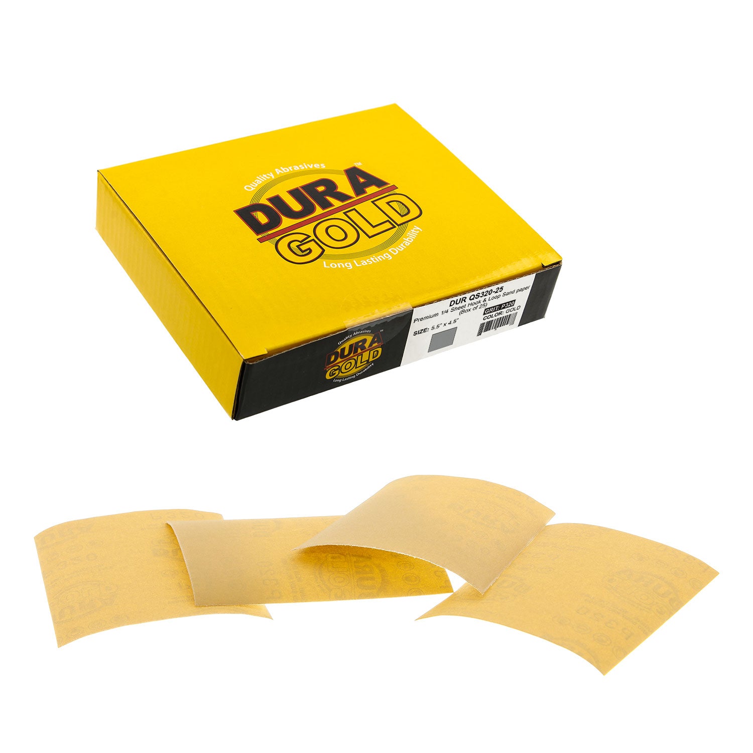 320 Grit 1/4 Sheet Hook & Loop Sandpaper 5.5