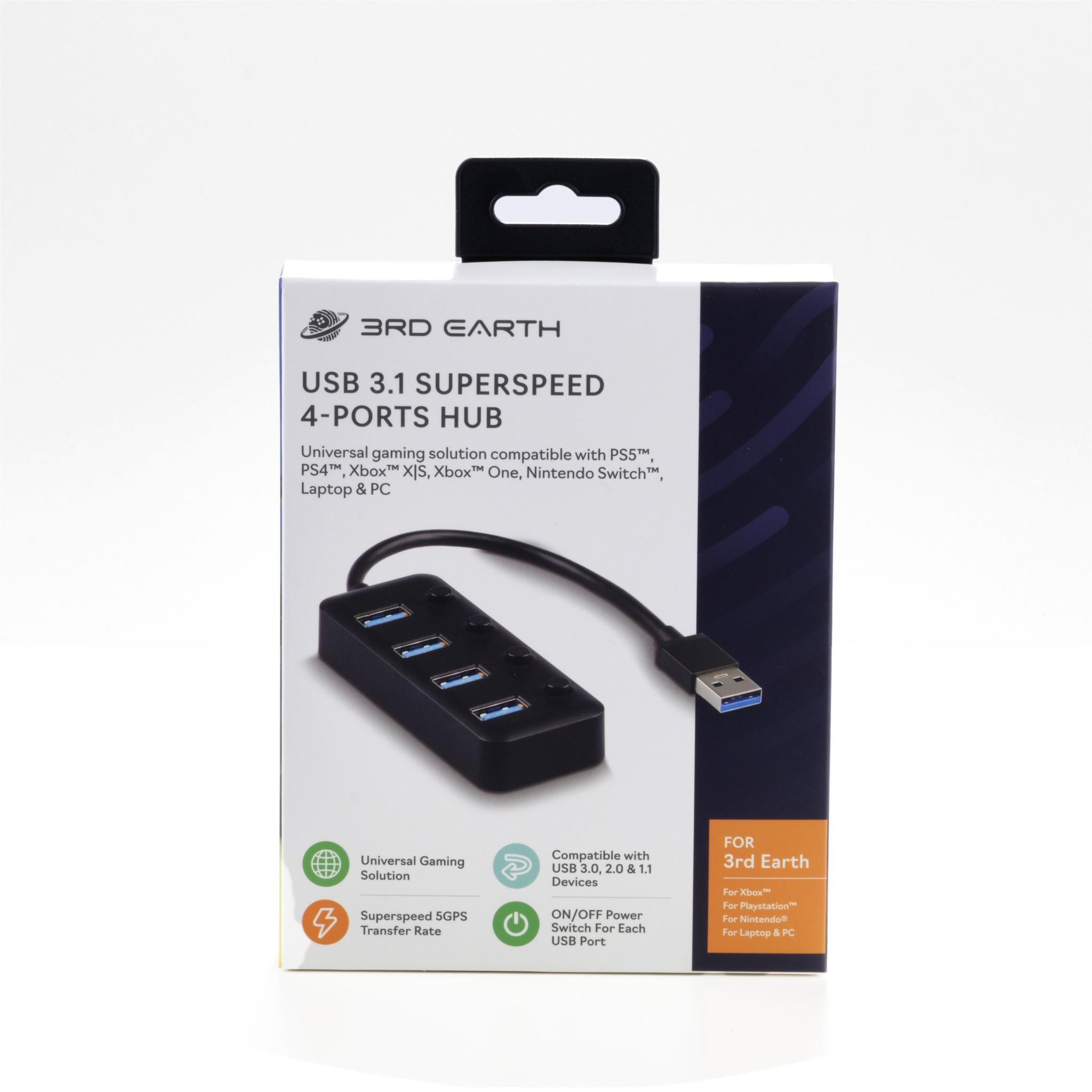 3rd Earth USB 3.1 SuperSpeed 4-Port Hub - High-Speed Data Transfer for Laptop, PC, Mac - Perfect for Home Office, Gaming & Travel Accessories