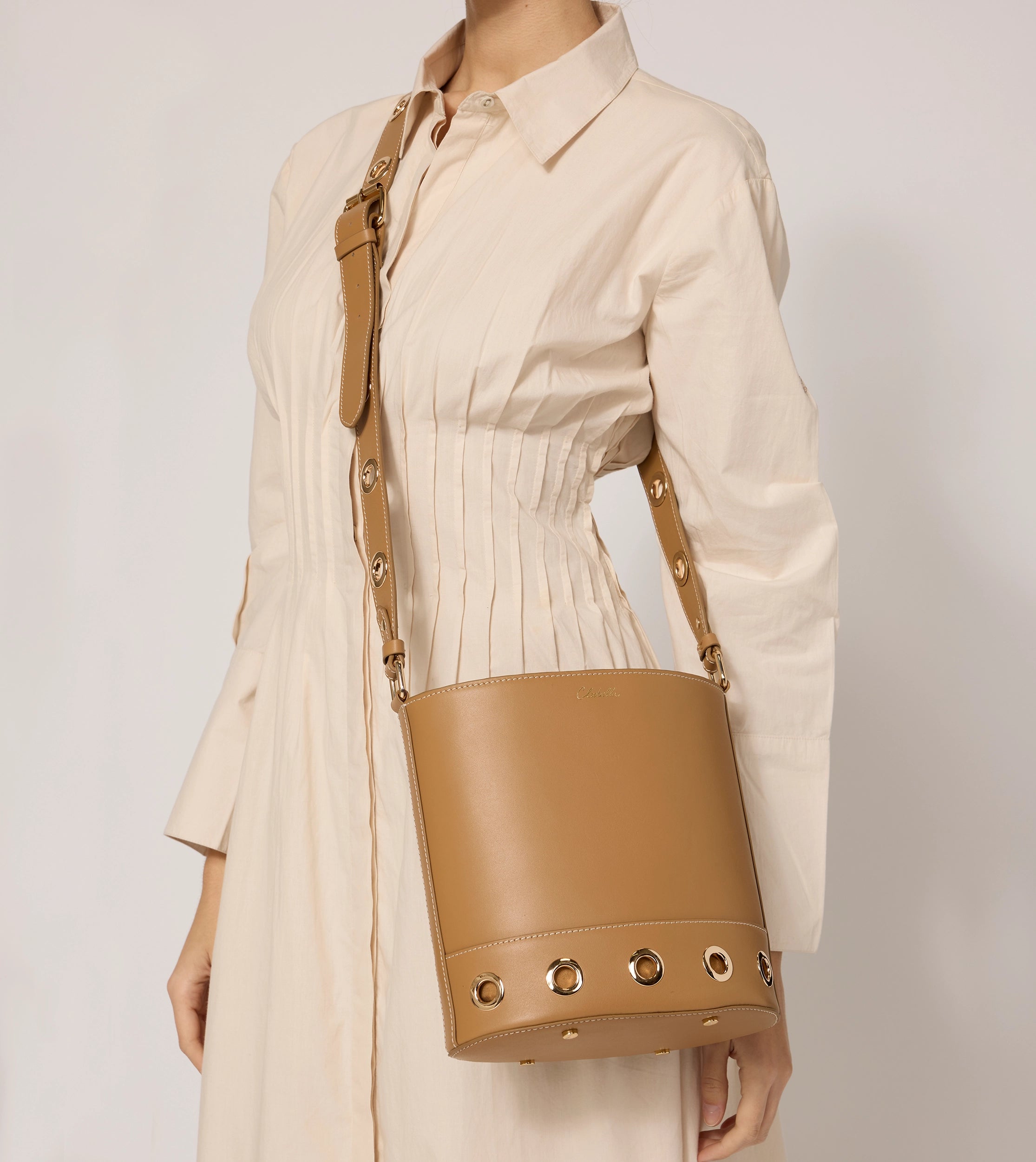 Rochelle Genuine Leather Bucket Bag in Caramel - Stylish Crossbody Purse for Women, Perfect for Work, Travel & Everyday Use