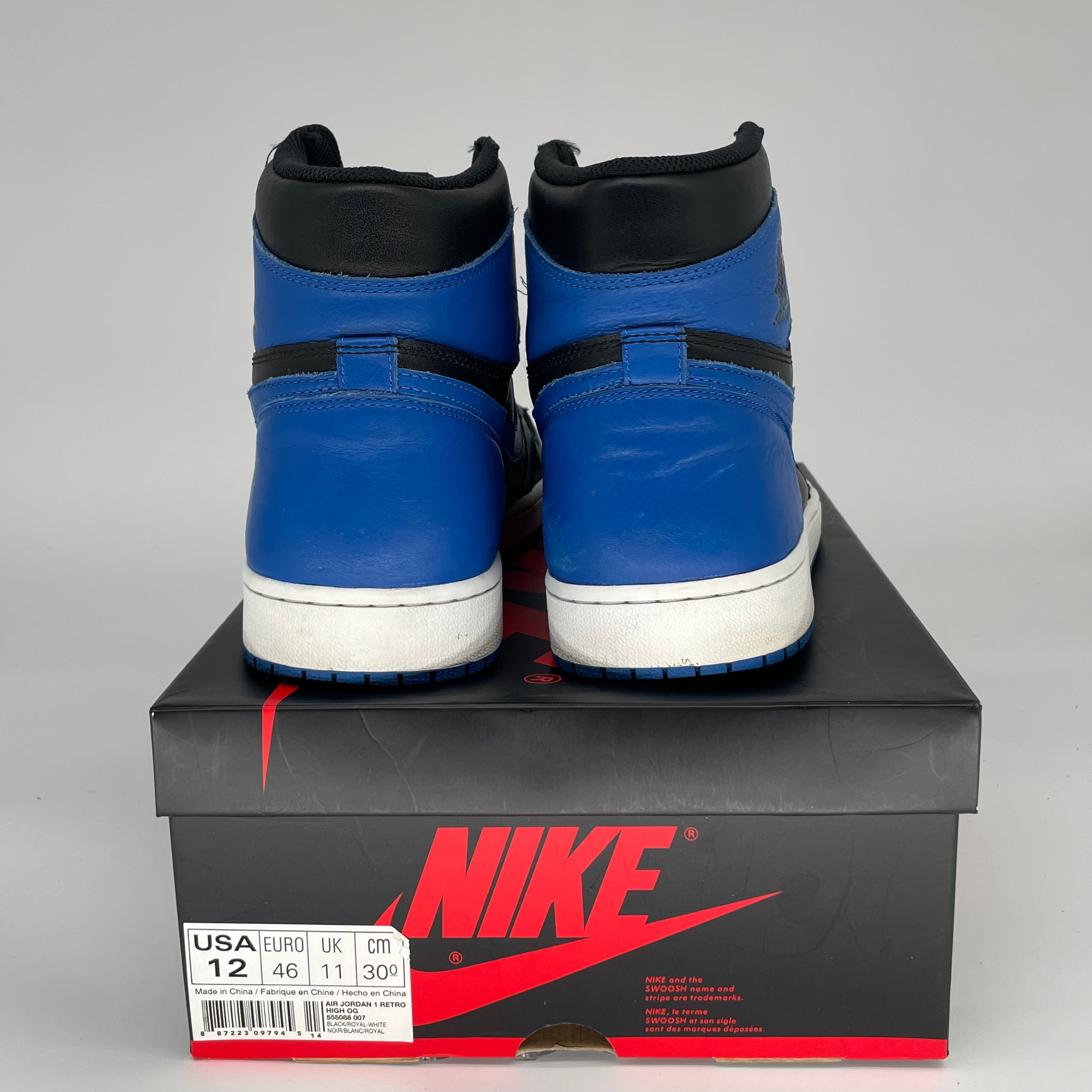 Original Air Jordan 1 Retro High OG 'Royal Blue' Men's Basketball Shoes Size 12 - Style 555088-007 | Classic Sneakers for Streetwear & Basketball Games