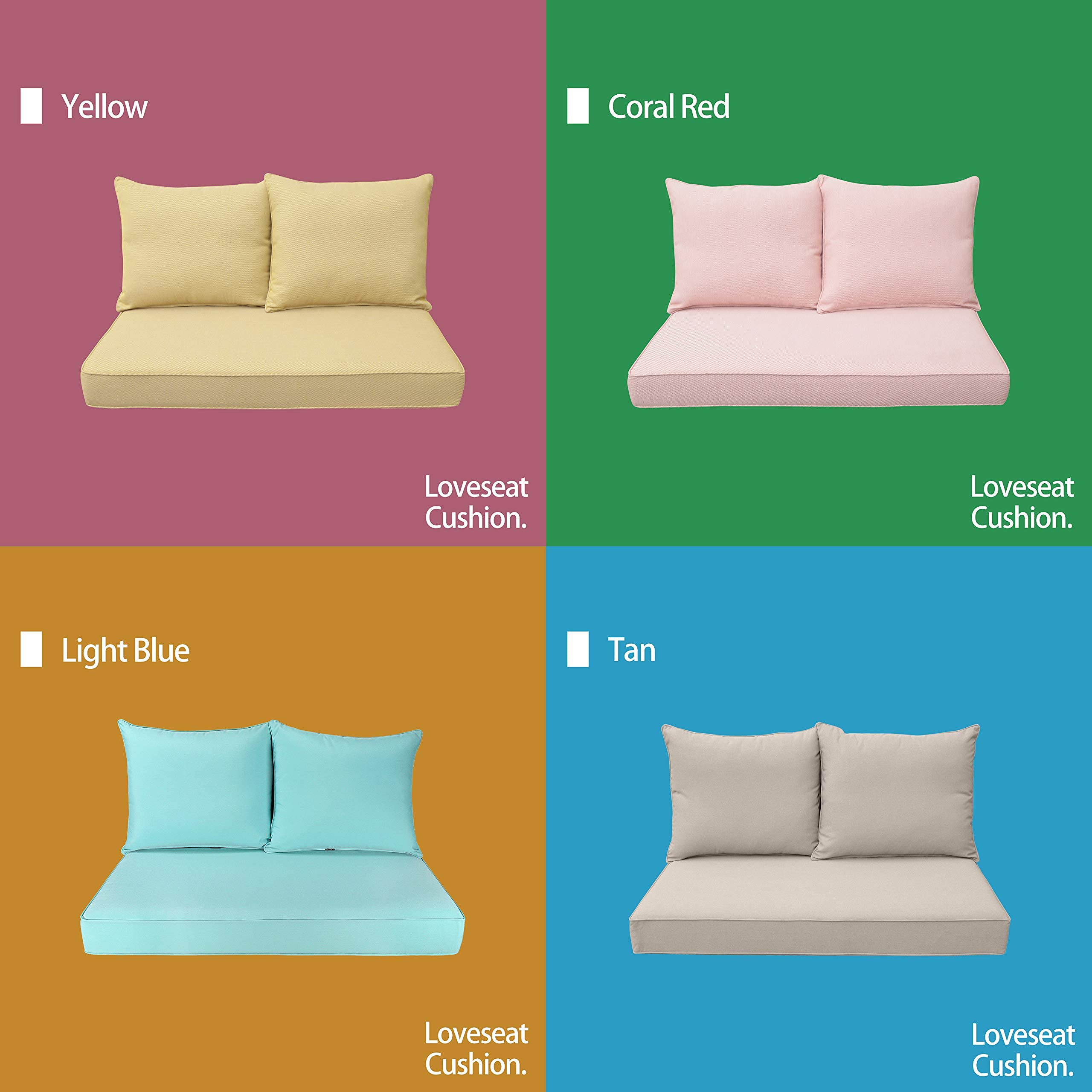 BOSSIMA Patio Furniture Cushions - Deep Seat Glider Loveseat Cushion Set for Indoor & Outdoor Use, Comfortable Mixed Yellow/Grey Cushions - Perfect for Porch, Deck, Garden & Poolside Relaxation