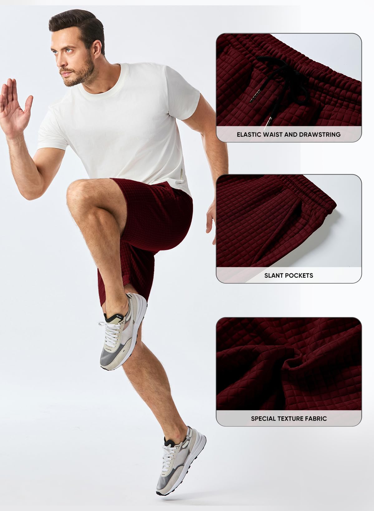 JMIERR Men's Sweat Shorts - 7 Inch Inseam Stretch Elastic Waist Workout Gym Running Shorts with Pockets | Breathable Casual Athletic Shorts for Gym, Jogging & Summer Outdoor Activities