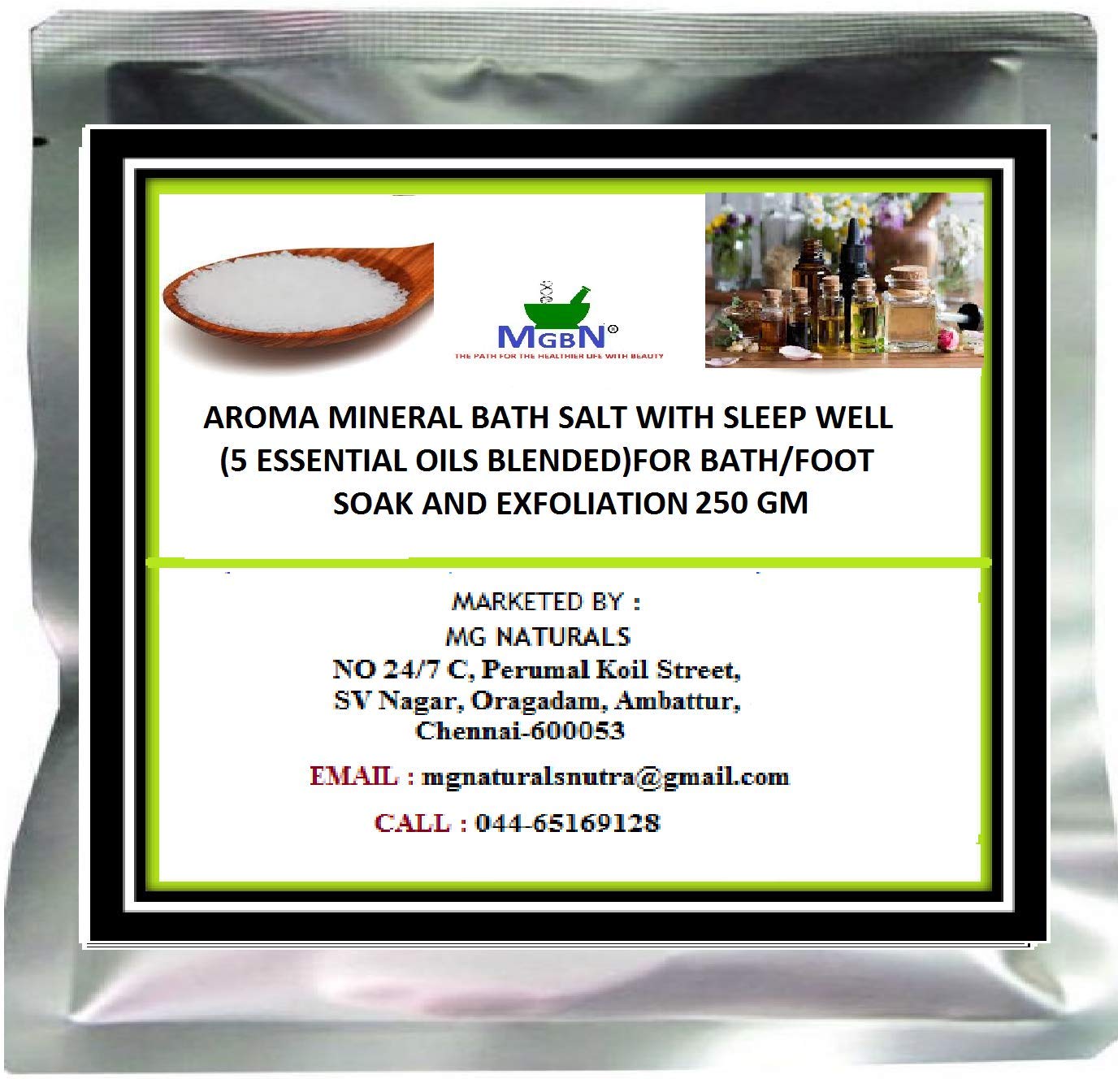 **Relaxing Aromatherapy Mineral Bath Salt with 5 Essential Oils - Lavender, Eucalyptus & More for Deep Sleep, Stress Relief & Foot Soak (250g) + Free 1g Lavender Powder - Perfect for Spa Night & Self-Care Routine**