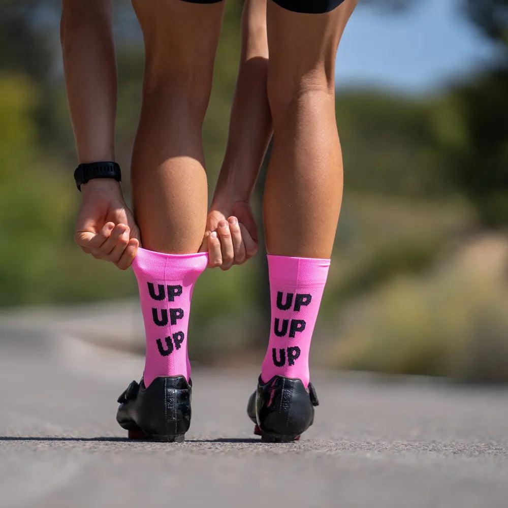 Pink Cycling Socks for Women - Breathable & Cushioned Sports Socks - Perfect for Biking, Running & Gym Workouts
