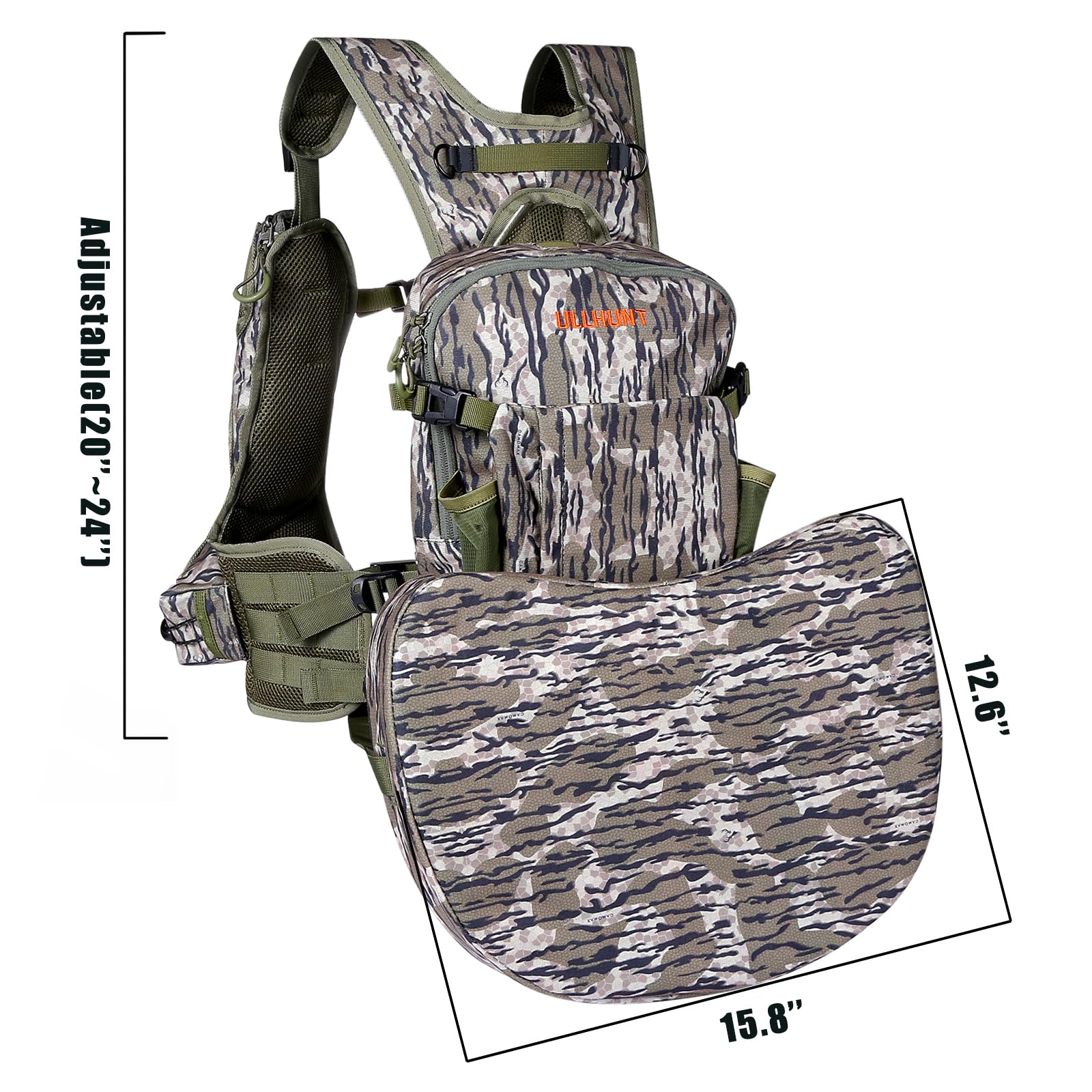LUCKY CLOVER Turkey Hunting Vest with Seat Cushion - Comfortable Camo Vest for Turkey Hunting Gear & Accessories - Perfect for Outdoor Hunting Trips and Wildlife Adventures