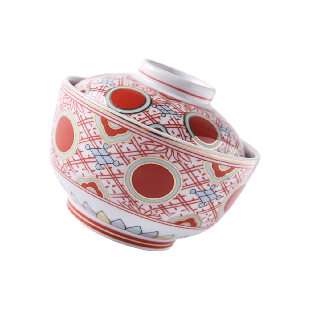 OSALADI Ceramic Soup Bowl with Lid - Small Rice Bowl, Stew Pot & Salad Serving Dish - Perfect for Ramen, Noodles, Porridge & Kitchen Use - Microwave & Dishwasher Safe (Red)