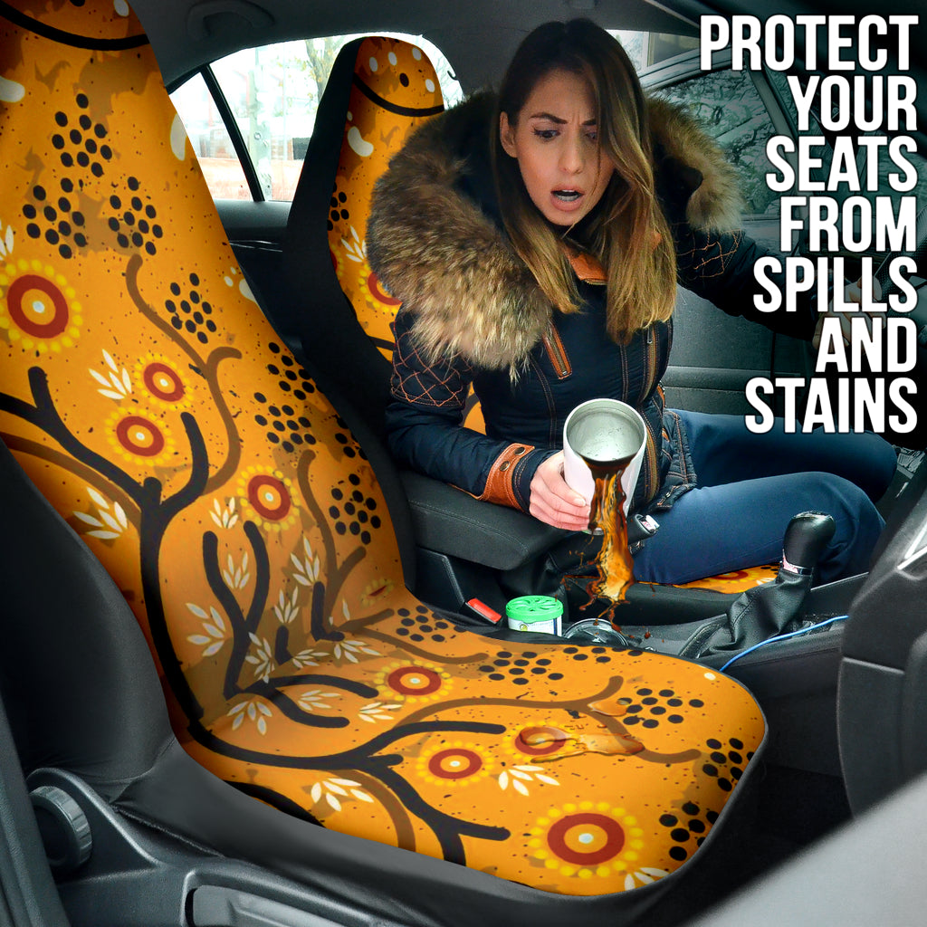 Authentic Australia Aboriginal Art Car Seat Covers - Spring Style Design 212501 | Premium Vehicle Protection for SUVs, Trucks & Sedans