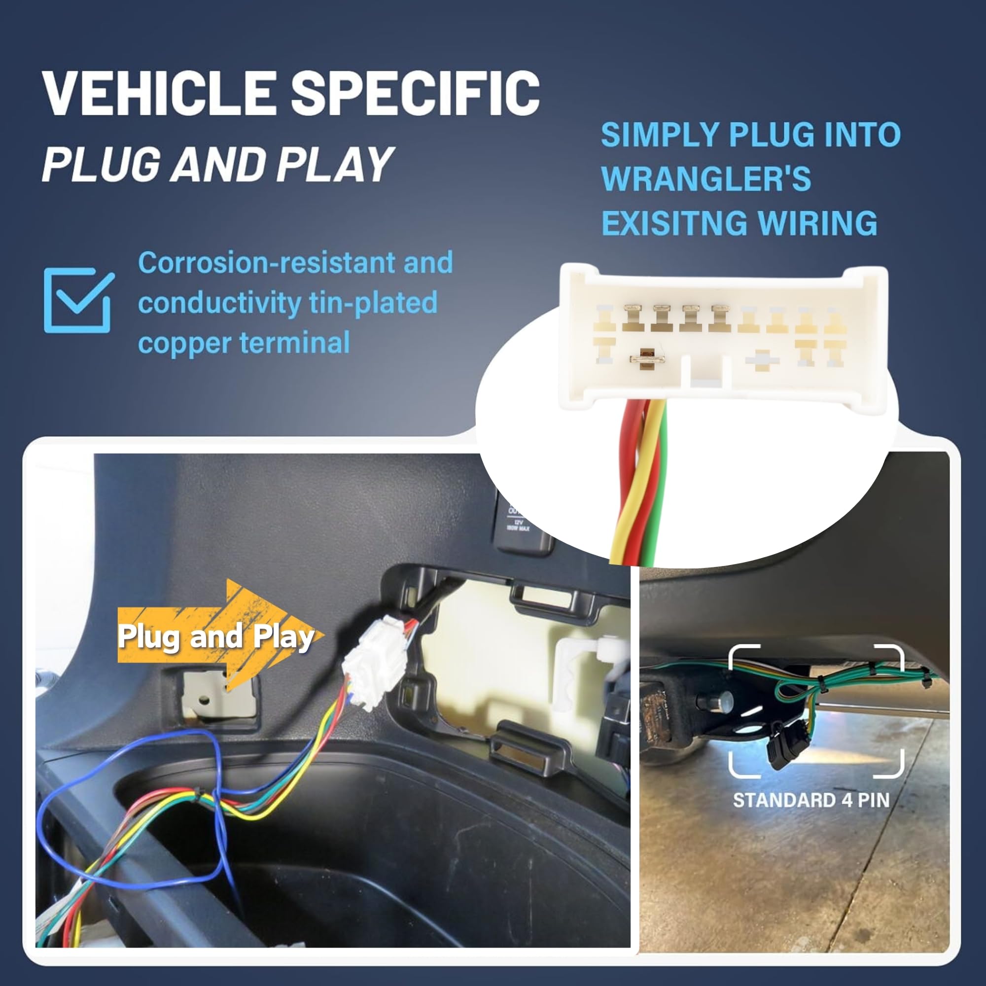 4-Pin Trailer Wiring Harness for 2016-2022 Honda Pilot & 2019-2025 Honda Passport | 56291 T-Connector Vehicle Side Towing Hitch Harness | Easy Trailer Light Connection | Factory Tow Package Required | Perfect for RV Camping, Boat Towing & Utility Trailers