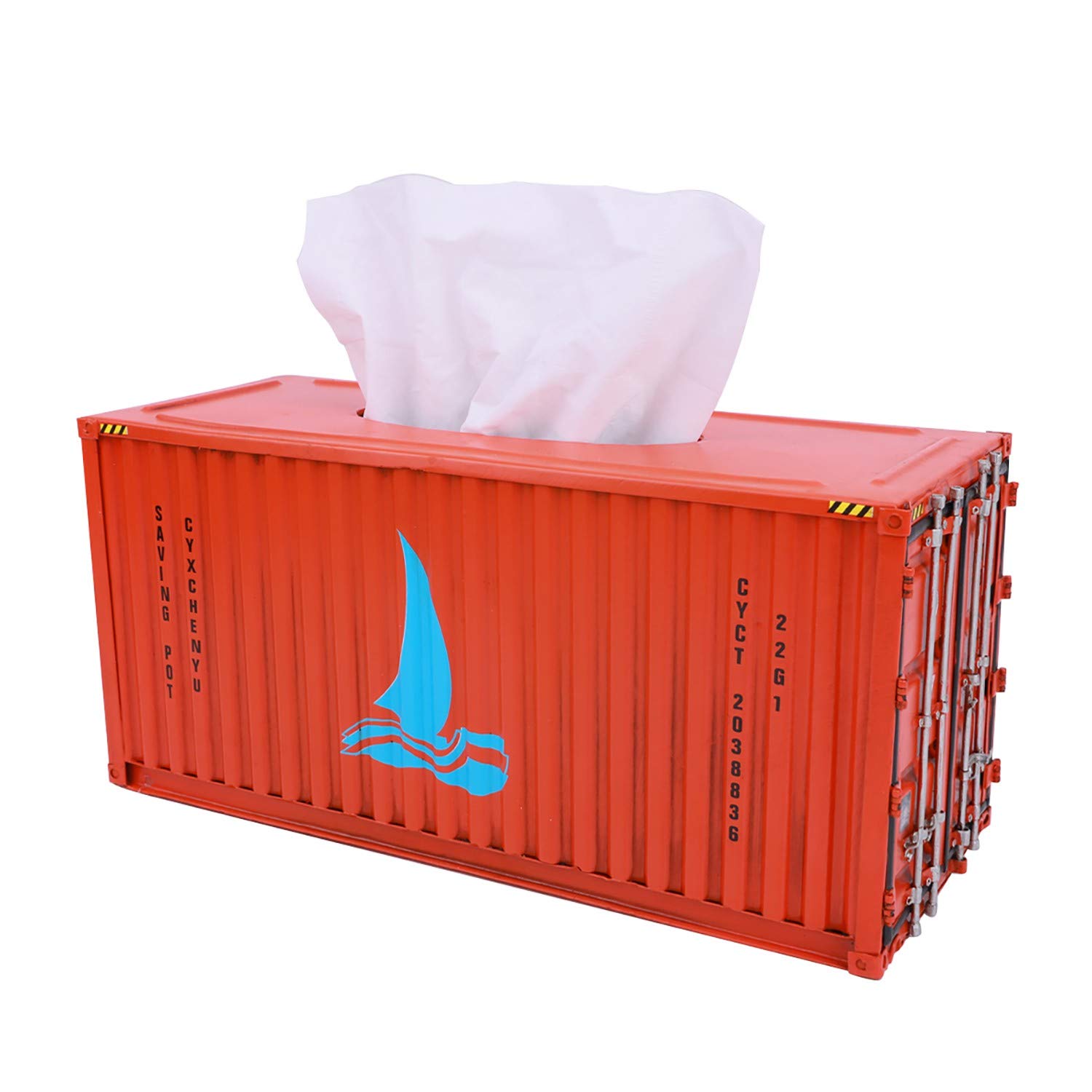 Vintage Handmade Iron Tissue Box Cover - Classic Metal Tissue Holder for Home & Office Desktop Decor (Orange) | Perfect for Living Room, Bedroom, and Bathroom Organization