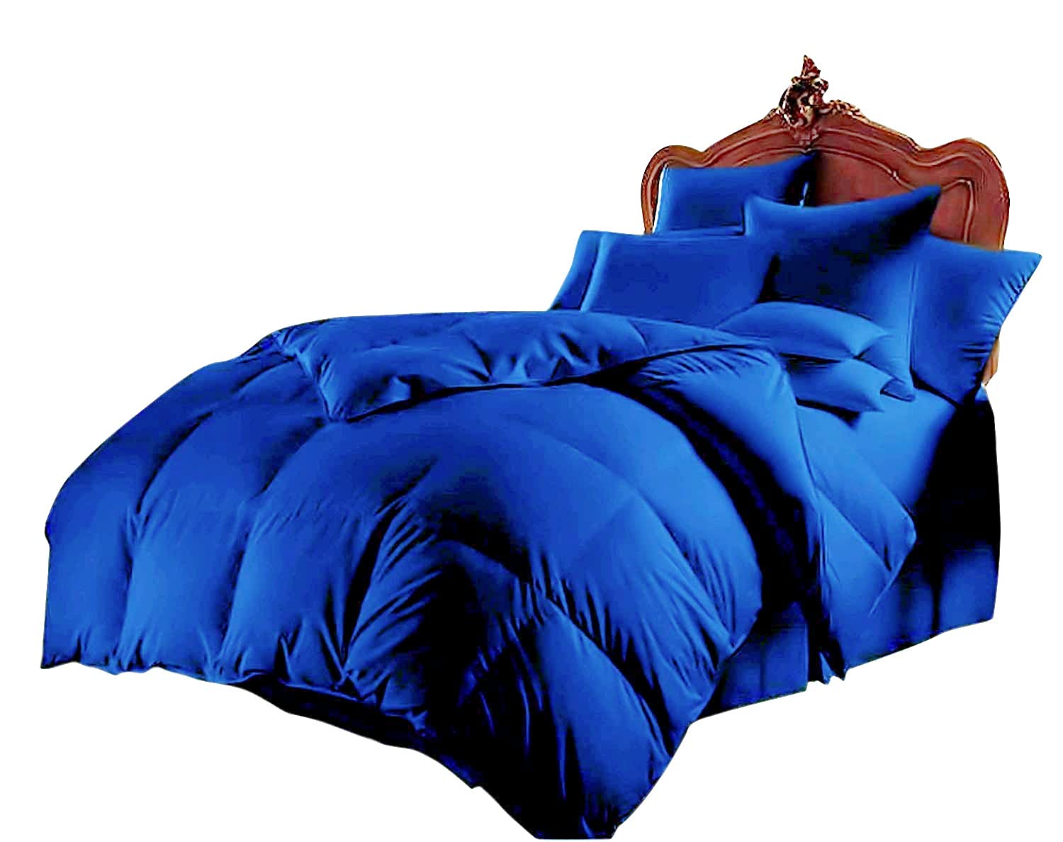 Egyptian Cotton 7-Piece Comforter Set - 400 GSM Warm Bedding (Cal King, Royal Blue) | Includes Comforter, Flat Sheet, Fitted Sheet & 4 Pillowcases | Perfect for Cozy Winter Nights & Luxury Bedroom Decor
