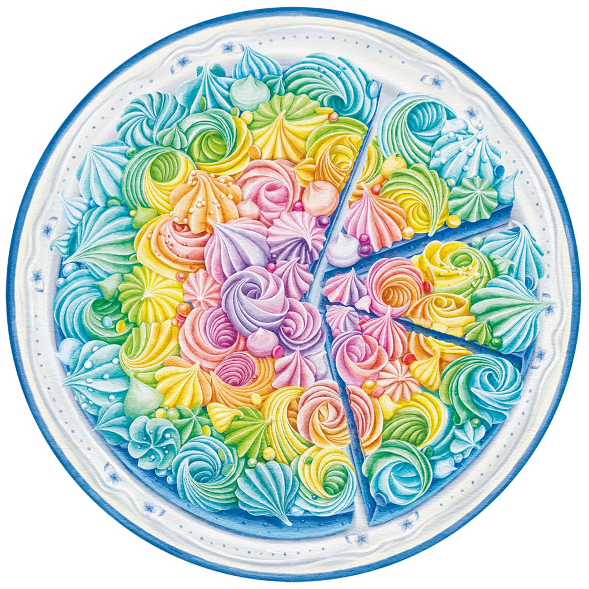 Ravensburger 500 Piece Round Rainbow Cake Puzzle - Colorful Jigsaw Puzzle for Adults & Kids - Includes Puzzle Glue for Framing - Perfect for Family Game Night & Home Decor