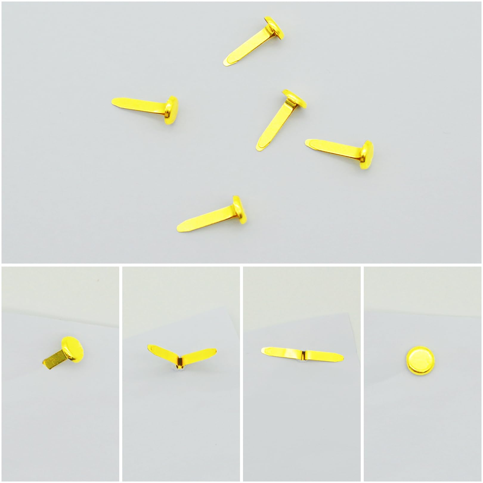 100Pcs Gold Split Pins Scrapbooking Brads, 8mmx17mm Metal Paper Fasteners Mini Brads for DIY Crafting, Card Making, Stamping, Journaling, Office Supplies, Home Decor & Gift Wrapping