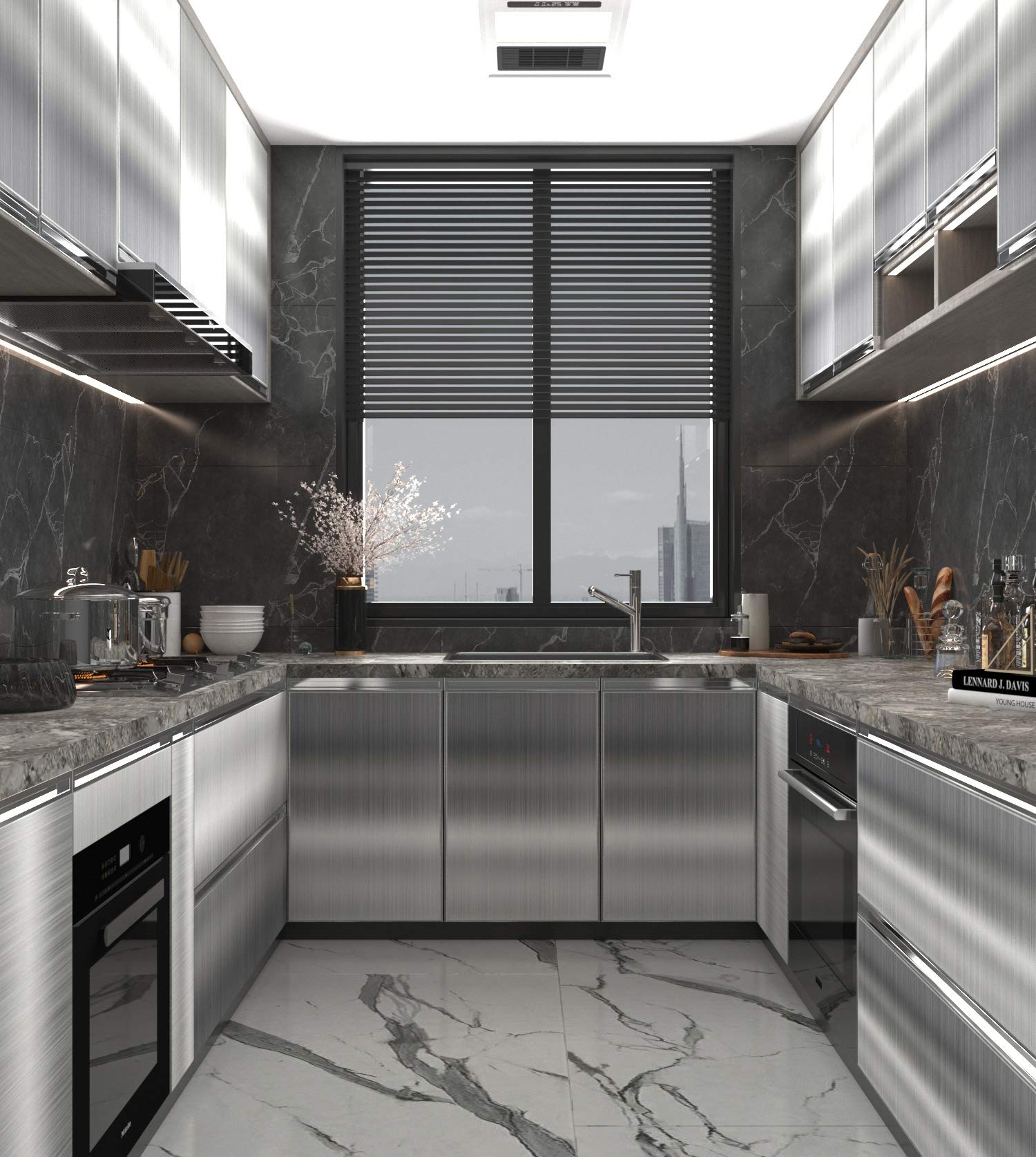 Premium Silver Contact Paper for Refrigerator & Dishwasher - Stainless Steel Metallic Look Peel & Stick Wallpaper | Thickened Waterproof, Oil Proof, Self-Adhesive & Removable | Perfect for Kitchen Backsplash, Cabinet Liners & DIY Home Decor