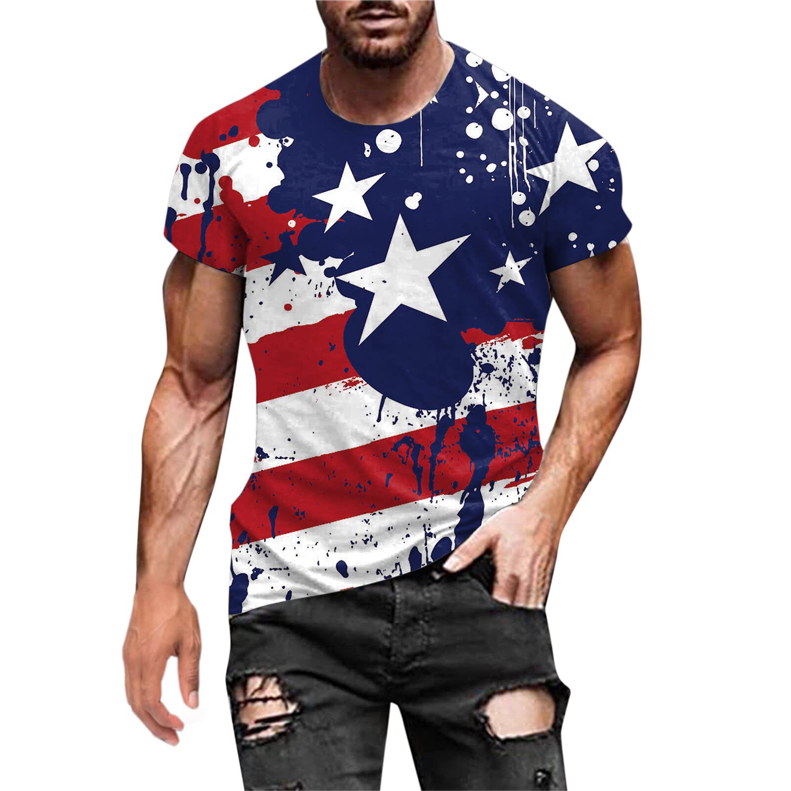 WOCACHI Men's Short Sleeve T-Shirt - Jesus Cross Lion Print Athletic Tee for Summer Streetwear & Workout | Casual Wear, Gym, Outdoor Activities