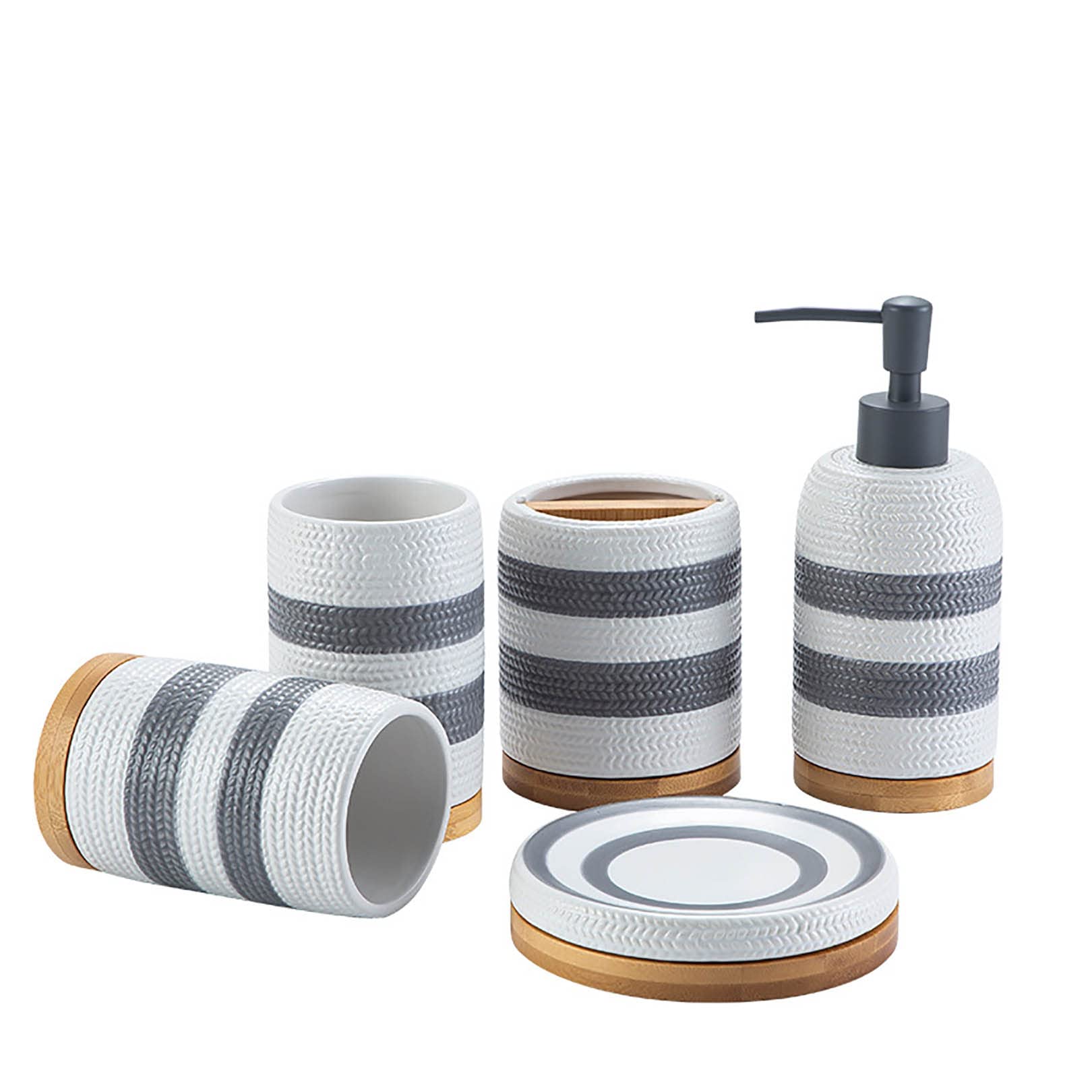 ZHINTE 5-Piece Bathroom Accessories Set - Modern Vanity Countertop Decor with Soap Dispenser, Toothbrush Holder & More - Perfect Housewarming Gift for Home, Apartment & Hotel Decor