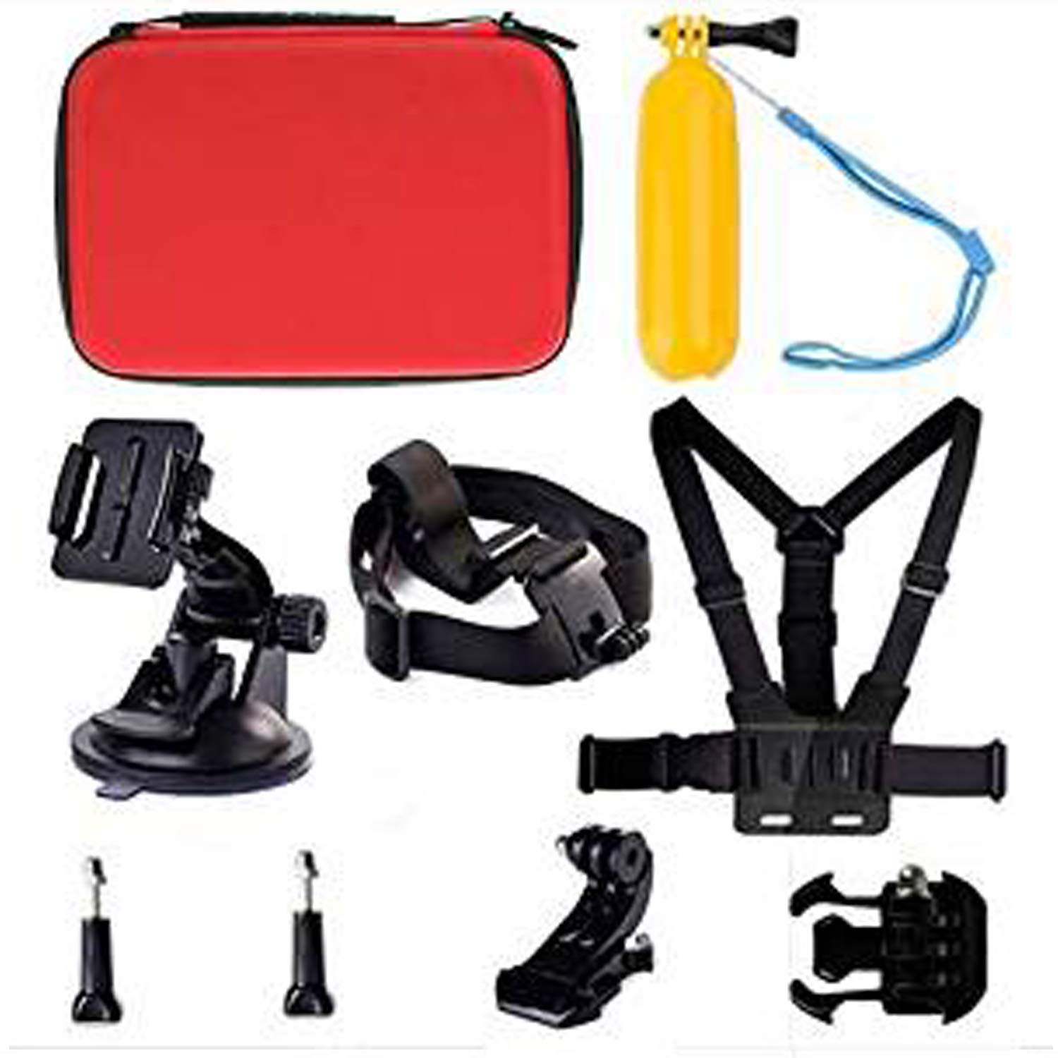 Navitech 9-in-1 Action Camera Accessory Kit with Rugged Red Case | Compatible with Nilox Mini UP Waterproof Camera | Perfect for Outdoor Sports, Travel Vlogging & Underwater Adventures