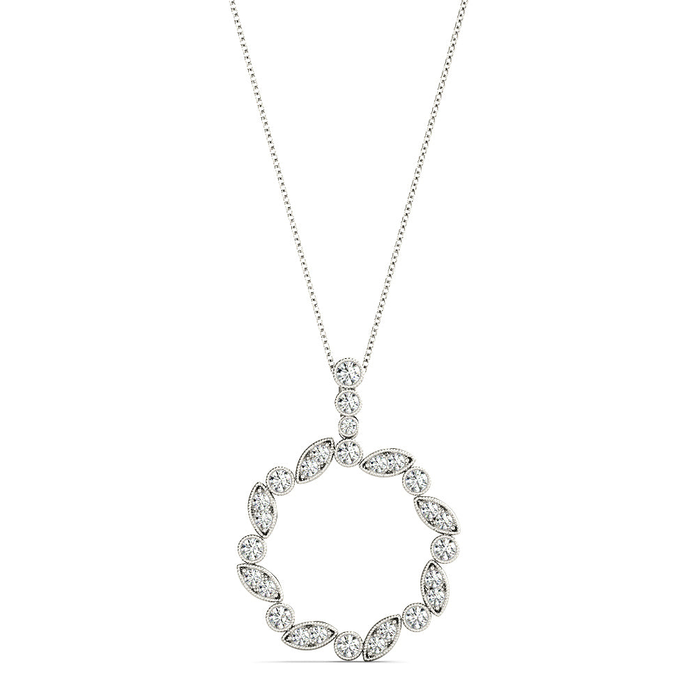 0.50 Carat Diamond Milgrain Circle Pendant Necklace - Elegant Jewelry for Women, Perfect for Weddings, Anniversaries & Special Occasions