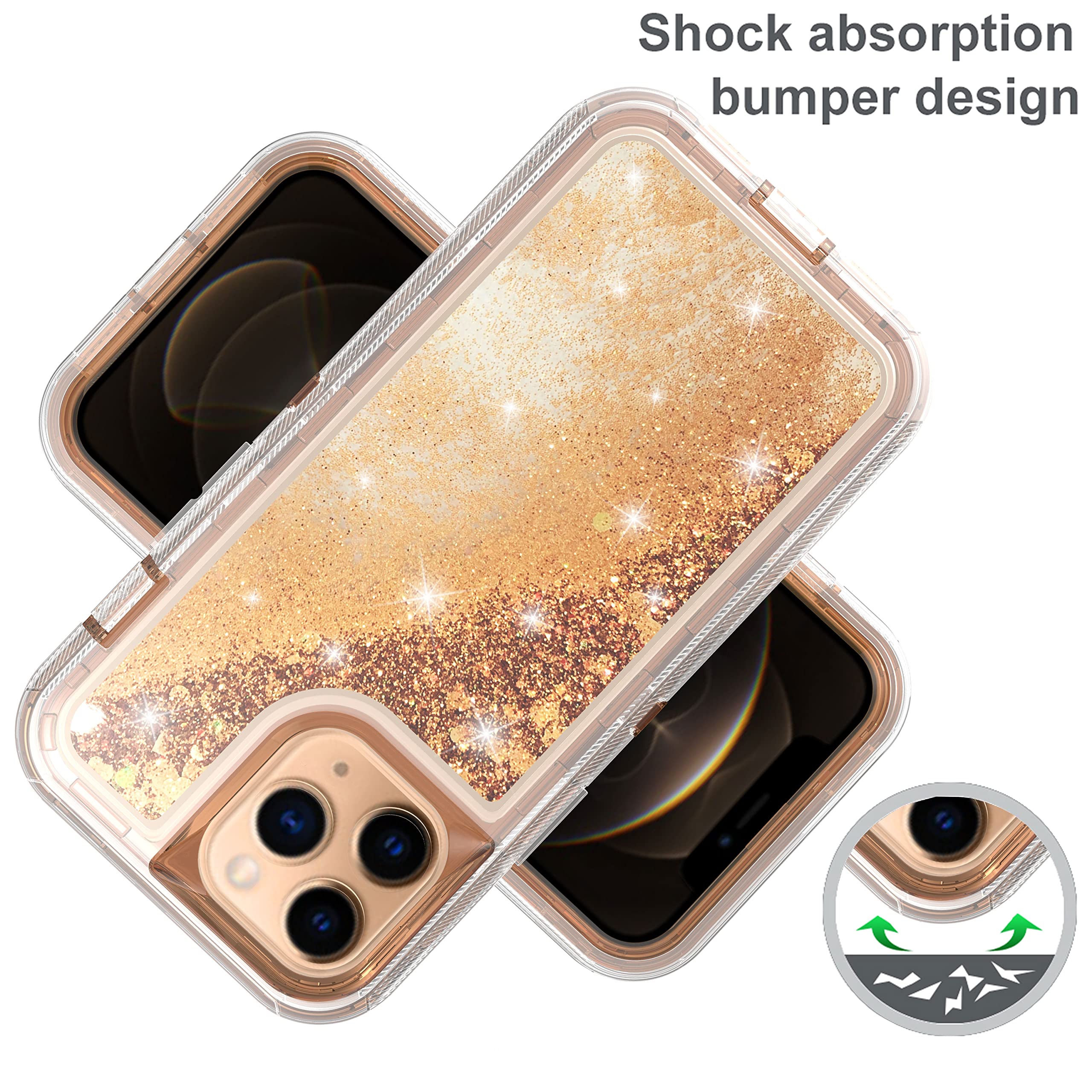 Premium Shockproof Hybrid Quicksand Glitter Case for iPhone 13 Pro Max 6.7