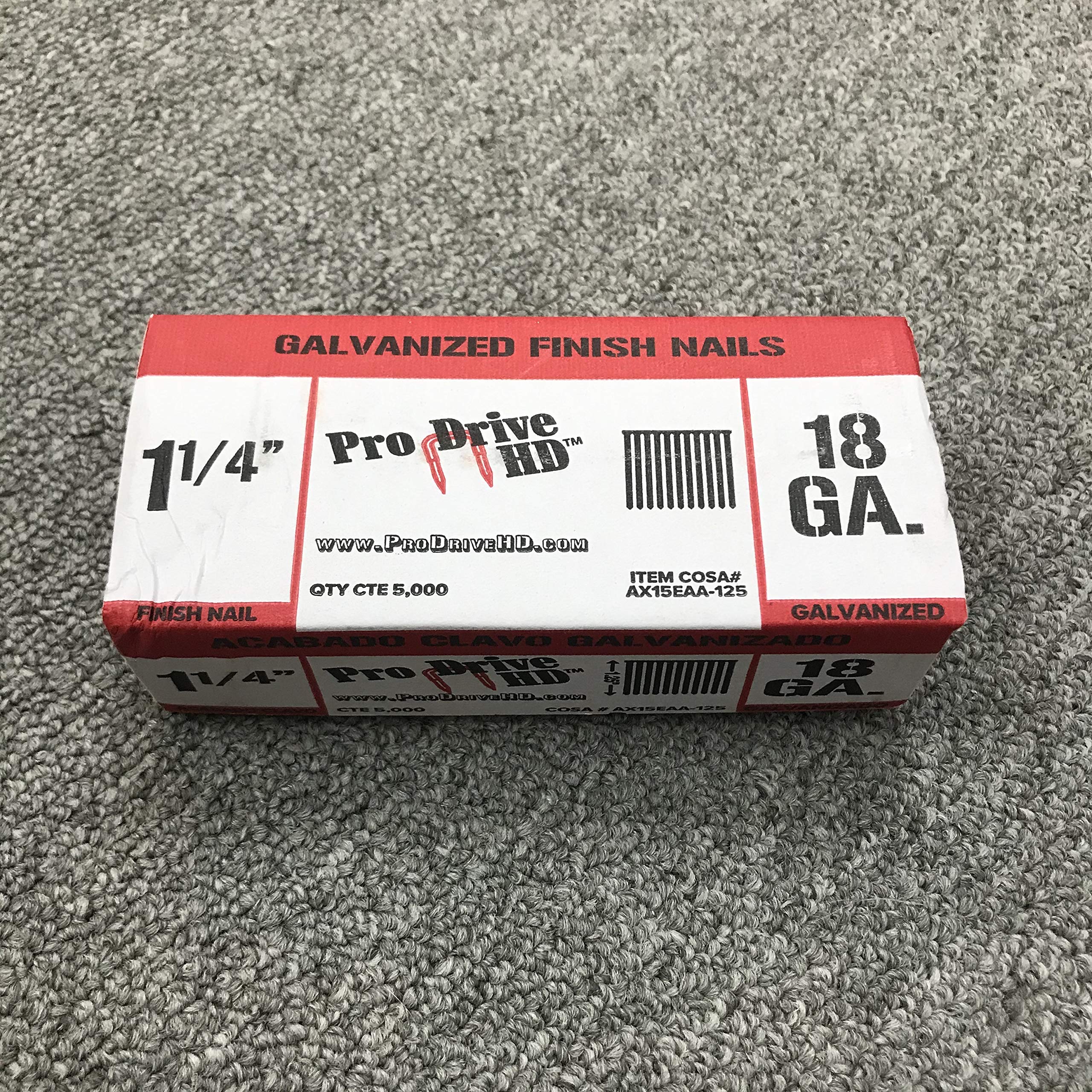 18 Gauge 2 Inch Galvanized Finish Nails - Rust-Resistant for Woodworking, Trim & Furniture Projects (1000-Pack)