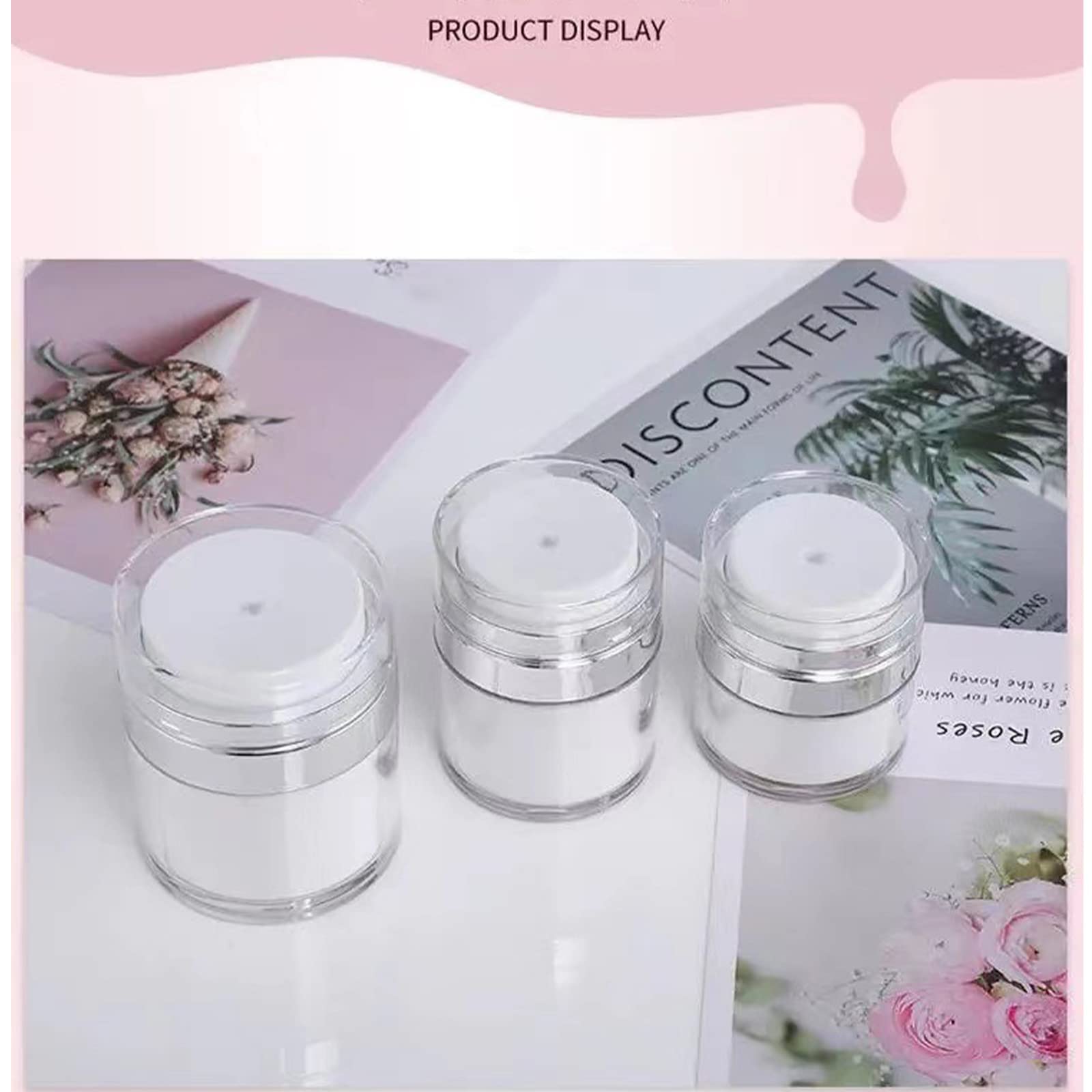 30ml Airless Pump Bottles (3-Pack) - Leak Proof Travel Containers for Lotions, Creams & Cosmetics | Portable Toiletry Dispenser for Skincare, Makeup & Haircare On-The-Go