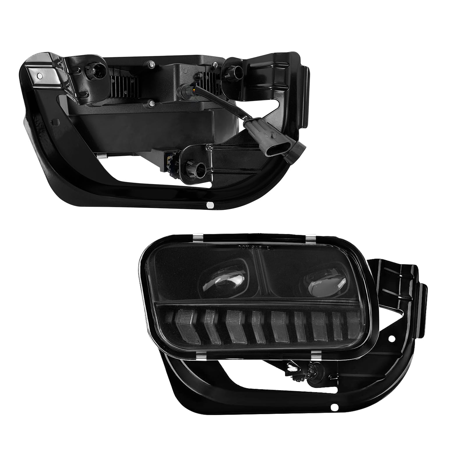 2009-2018 Dodge Ram 1500 2500 3500 LED DRL Fog Lights with Amber Turn Signal - Clear Lens Front Bumper Driving Lamps for Enhanced Visibility & Safety in Night Driving and Foggy Conditions