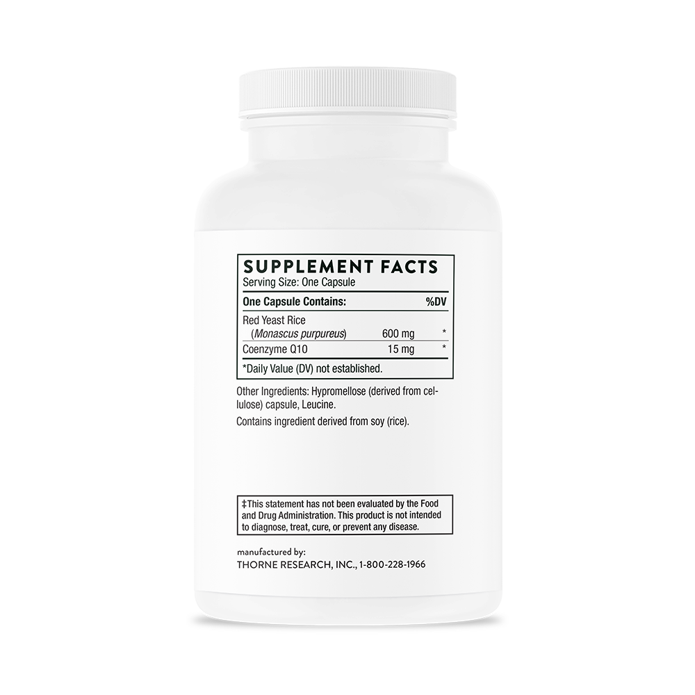 Thorne Red Yeast Rice with CoQ10 Supplement - 120 Capsules for Heart Health & Cholesterol Support - Supports Cardiovascular Wellness for Active Lifestyles