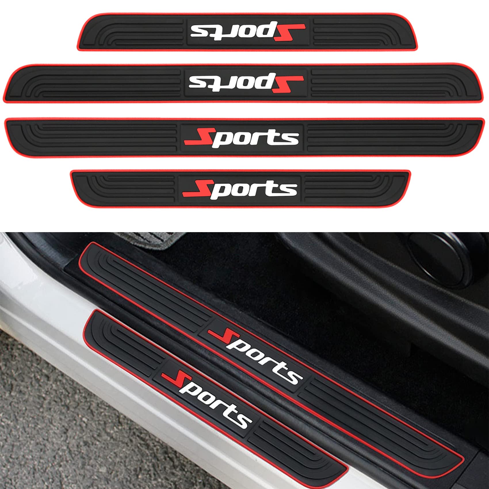 4PCS Universal Car Door Sill Protectors - Anti-Scratch & Waterproof for SUV Truck (Black) - Perfect for Car Entry Protection