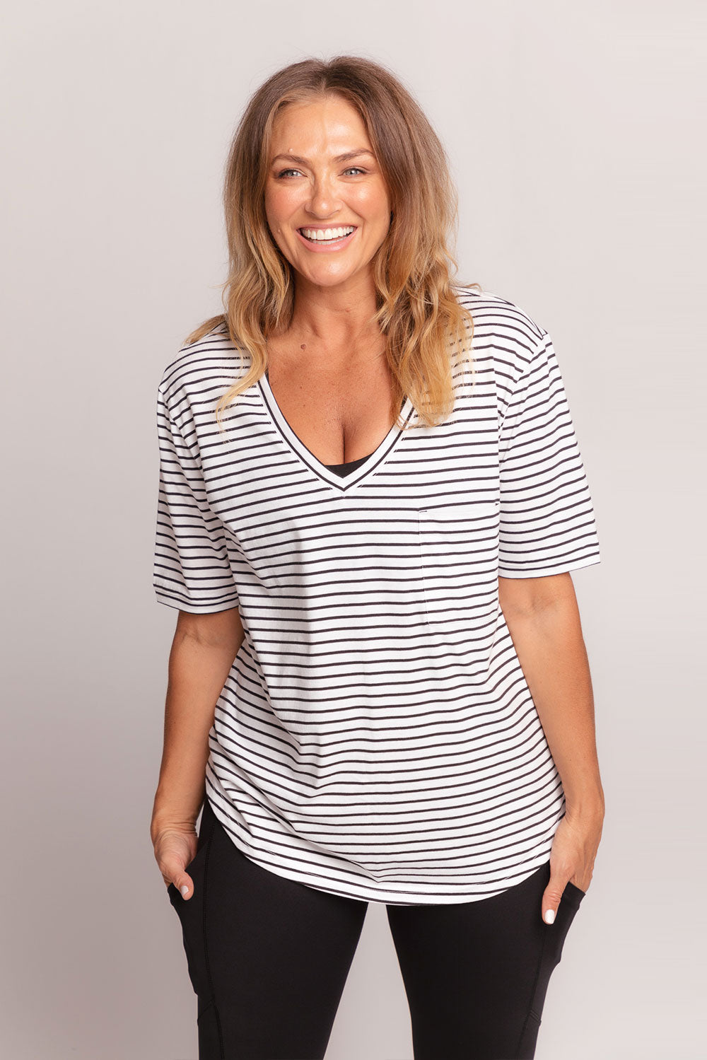 Men's Black Stripe Pocket T-Shirt - Comfortable Casual Tee for Everyday Wear | Perfect for Outings, Work & Relaxation
