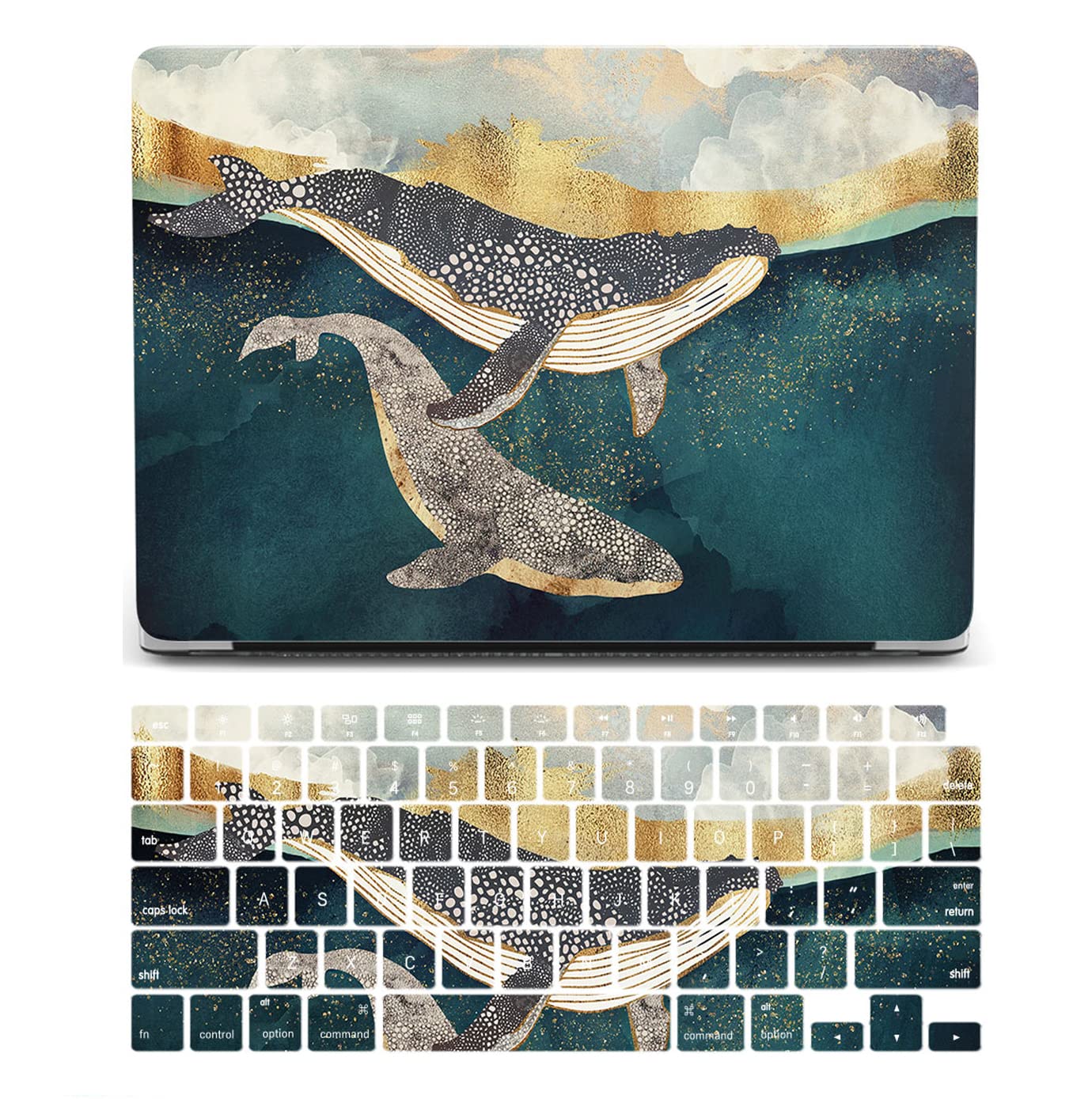 MacBook Pro 13 Inch Case for 2012-2008 A1278 Model - Durable Plastic Hard Shell with Keyboard Cover - Dolphin Design - Perfect for Work, Travel & School Protection