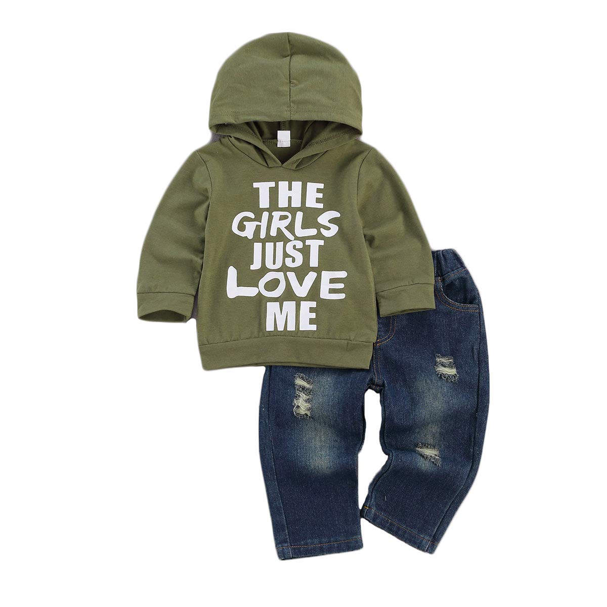 Stylish Toddler Baby Boy Outfits - Hoodie Sweatshirt & Jeans Clothes Set for Fall Winter (6-24 Months) | Warm & Cozy Playdate & Family Outing Essentials