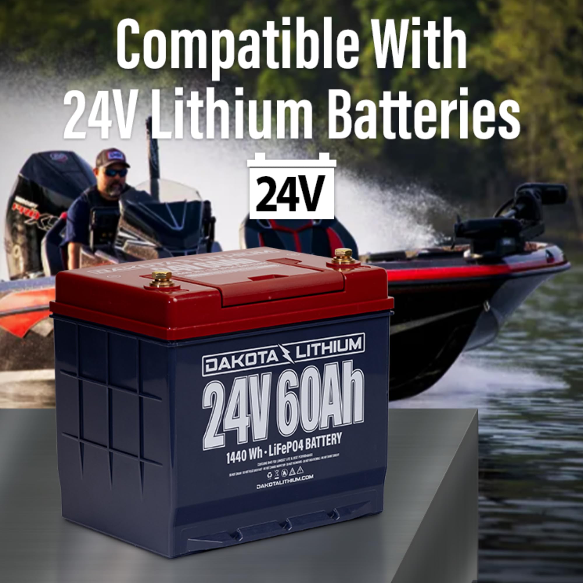 Dakota Lithium 24V 20A LiFePO4 Battery Charger for Deep Cycle Marine RV Solar Power - Fast Charging for Boats, Campers & Off-Grid Systems