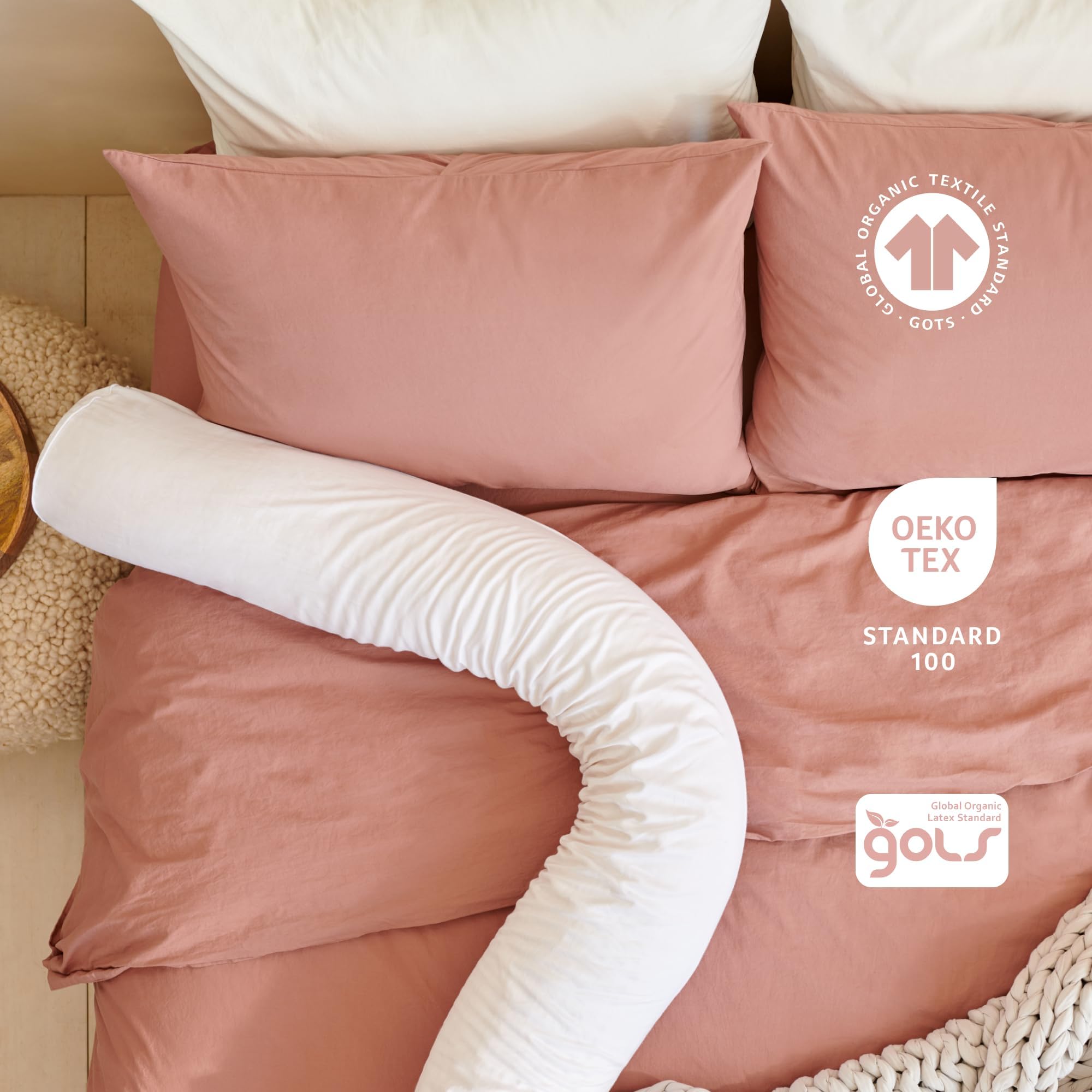 Bearaby Body Pillow for Adults & Pregnancy - Organic Cotton & Natural Rubber Foam Full Body Support Pillow - Perfect for Side Sleepers, Maternity Comfort & Stress Relief