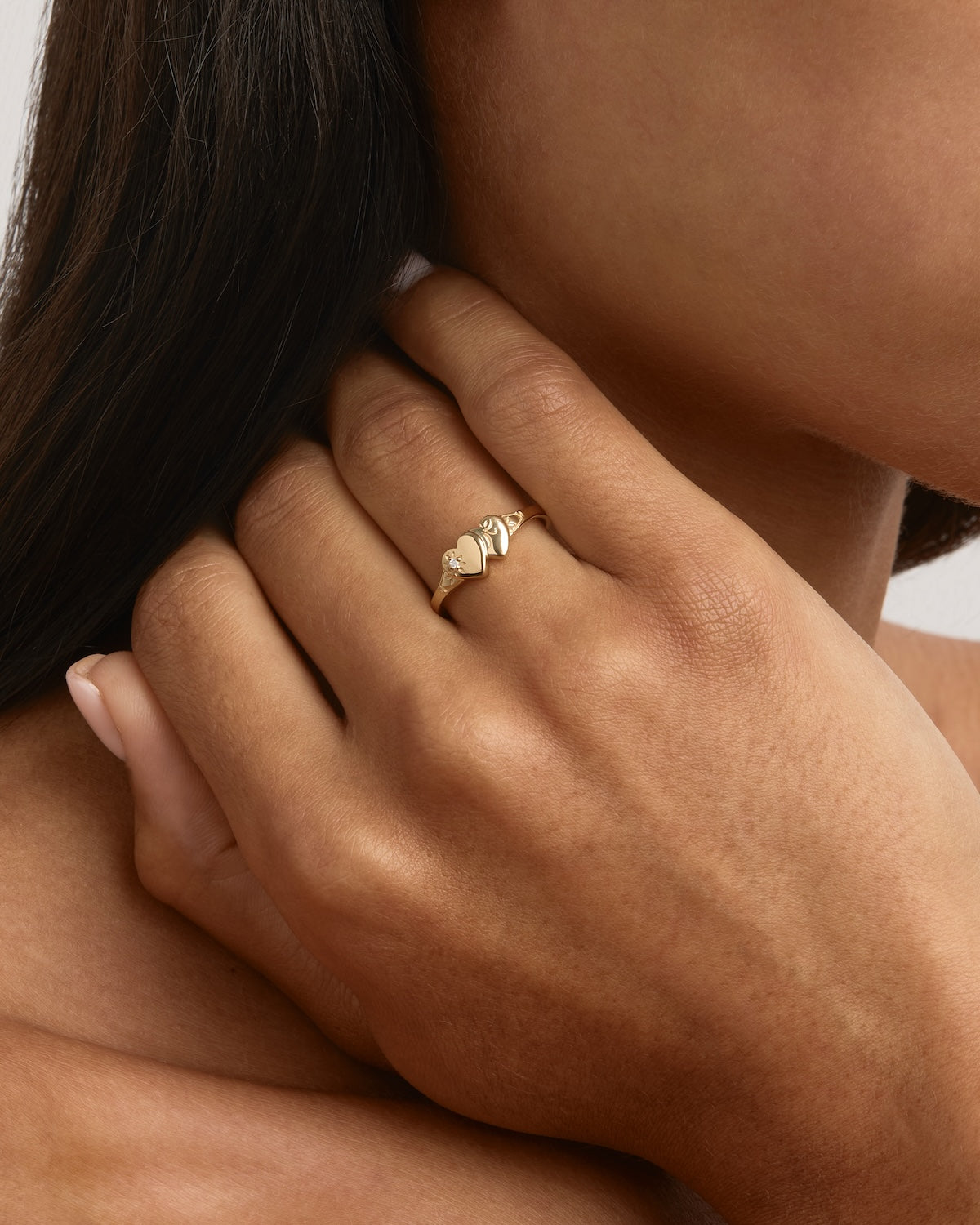 18K Gold Vermeil Forever Intertwined Heart Signet Ring for Women - Elegant Couple Promise Rings, Anniversary & Valentine's Day Gift - Perfect for Engagements, Weddings and Romantic Occasions