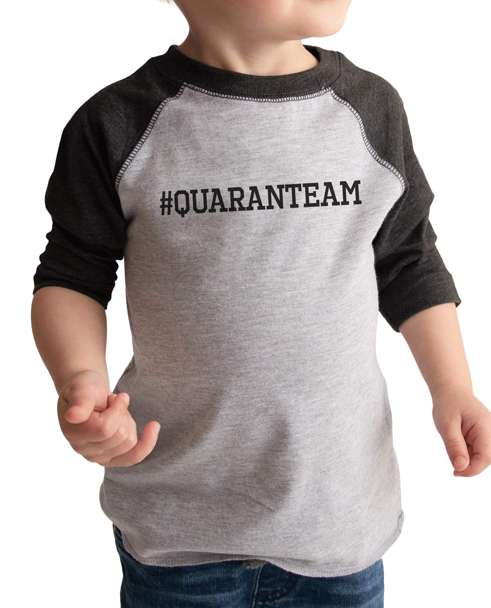 7 ate 9 Apparel Kids Quarantine Team T-Shirt - Grey Cotton Tee for Boys & Girls | Perfect for Virtual Learning, Stay-at-Home Activities & Family Matching Outfits