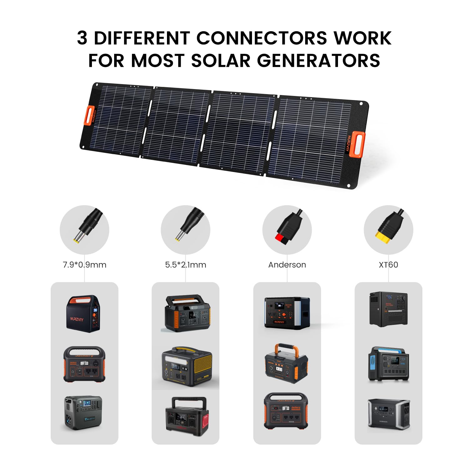 200W Portable Foldable Solar Panel with Adjustable Kickstand - Waterproof Solar Charger for Power Stations, XT60 & Anderson DC 8mm Connectors - Ideal for Camping, RV Trips & Off-Grid Living