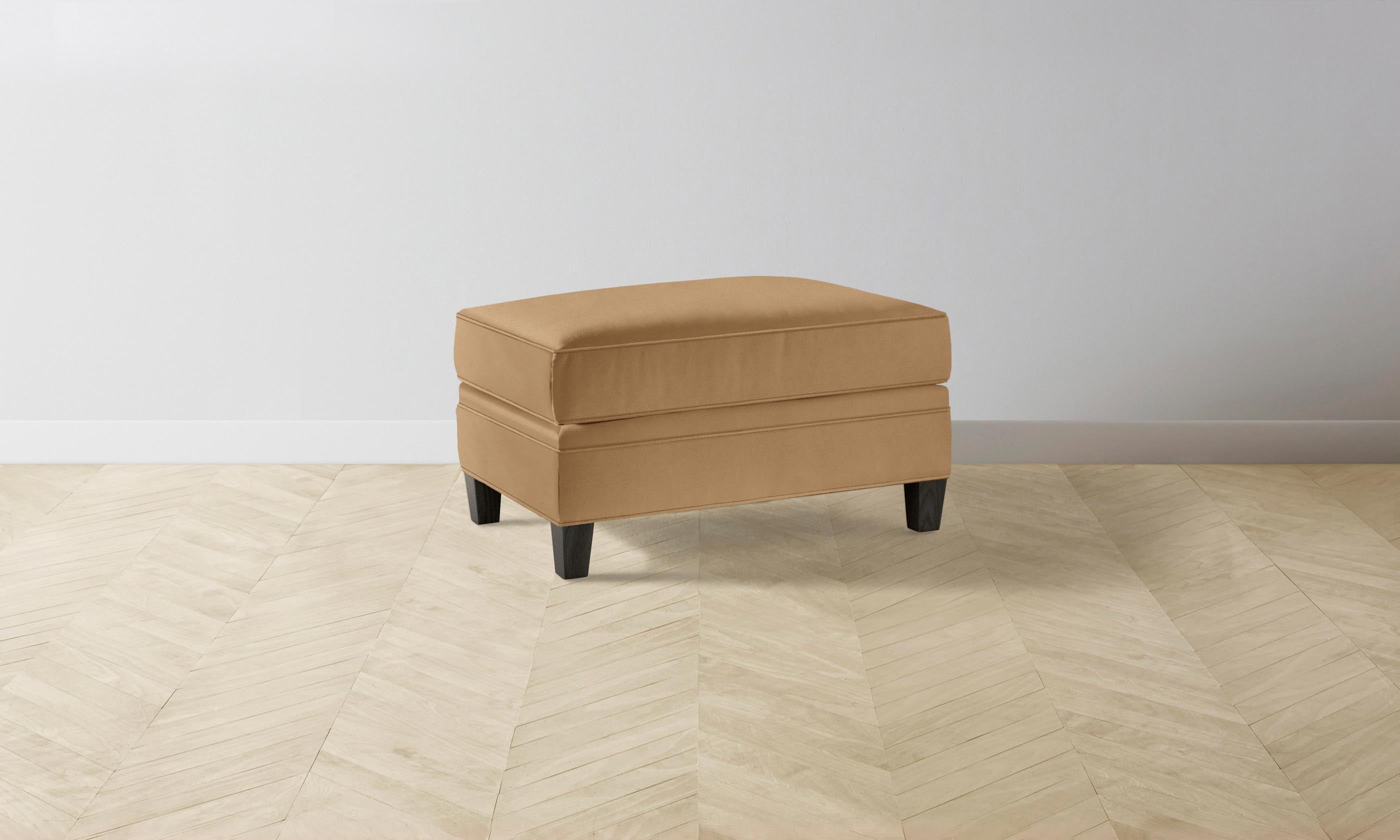 Carmine Ottoman with Pebbled Leather in Latte - Stylish Footrest & Accent Chair for Living Room, Bedroom, or Office