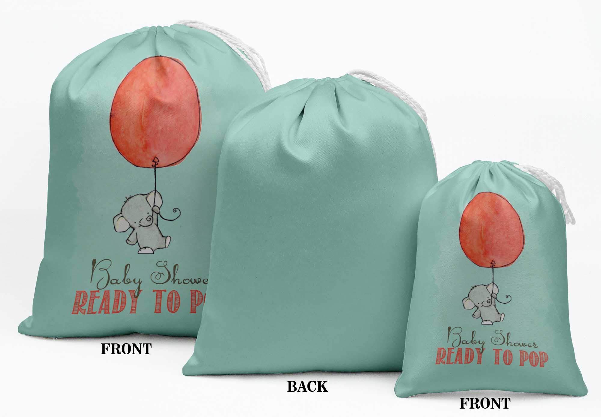 Green Elephant Baby Shower Party Favors - 15-Piece Drawstring Gift Bags for Gender Reveal & Newborn Celebrations - Perfect for Candy, Toys, and Party Favors